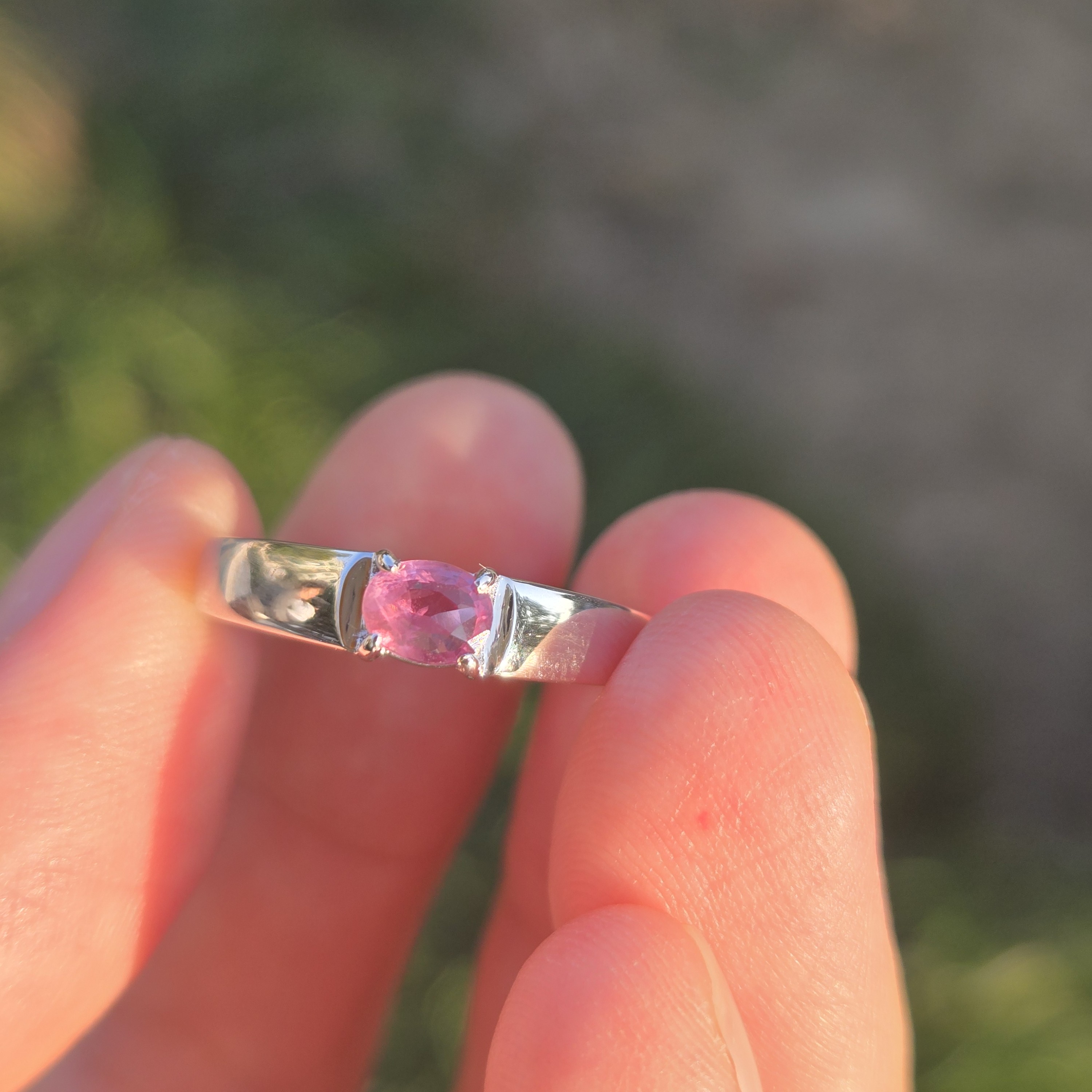 0.5ct Pink Sapphire Platinum Ring - Romantic Blush Size 14