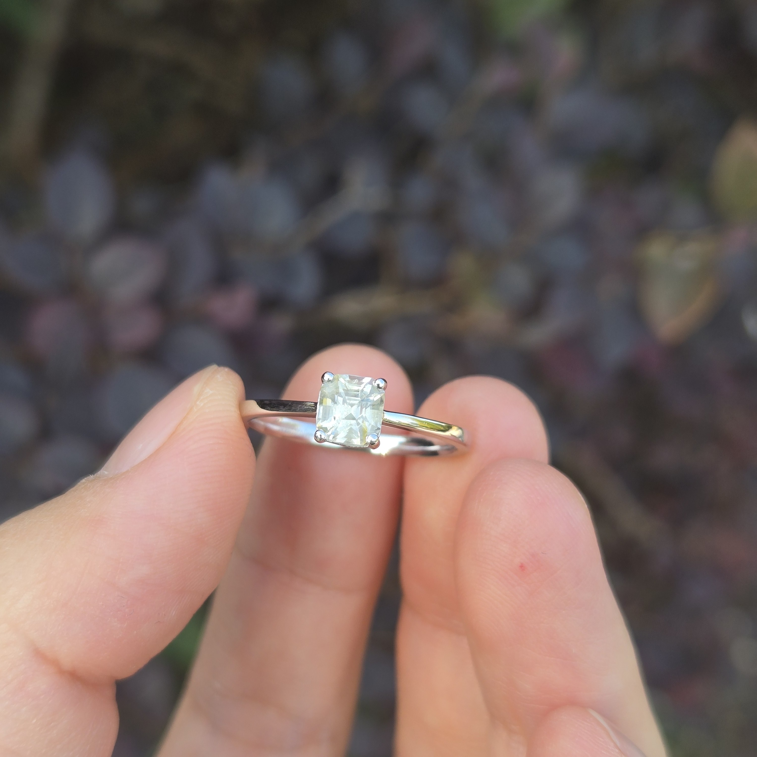 White Sapphire Platinum, RIP002, 0.9ct Sapphire Ring, 17# Ring