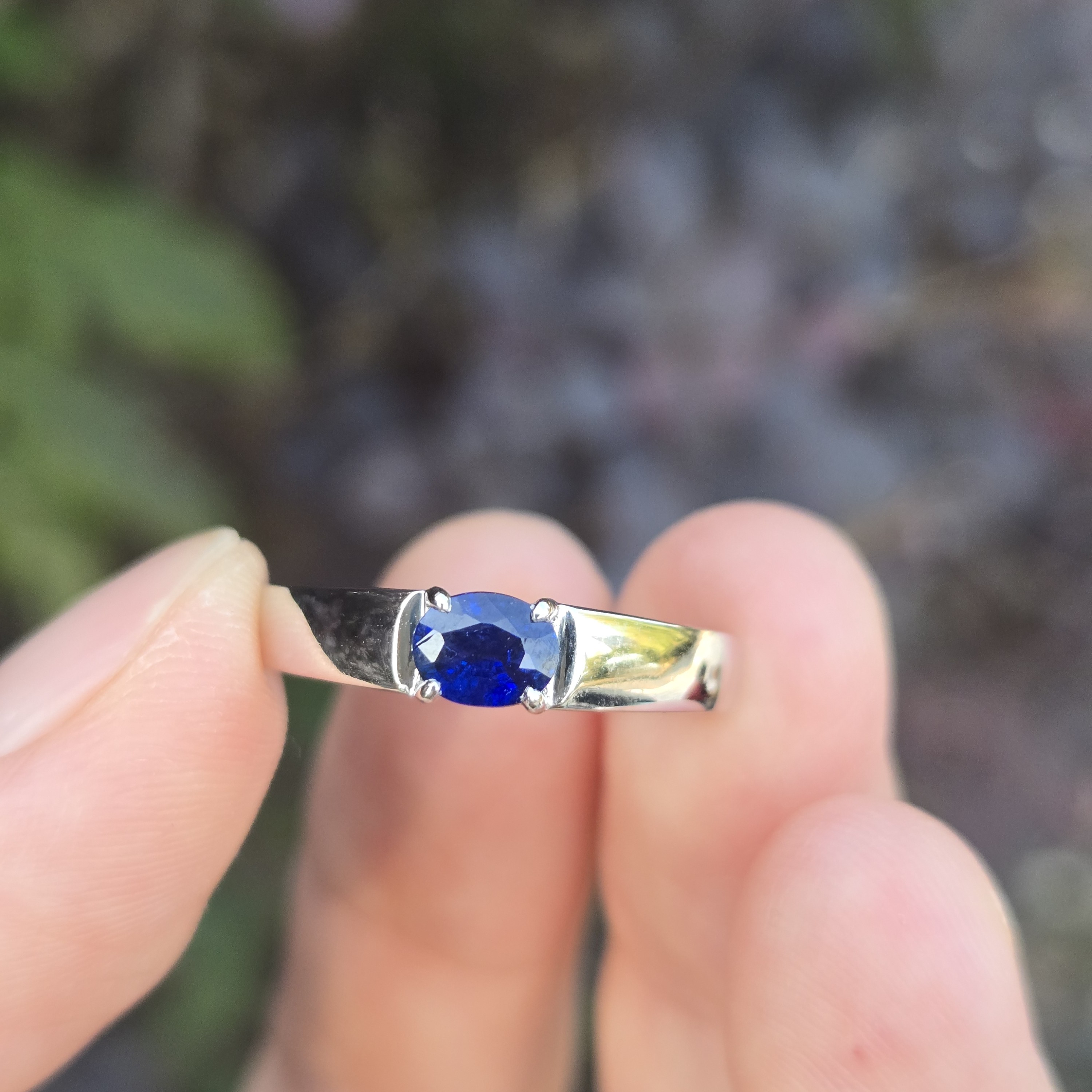 Sapphire Platinum Ring, RIP005, 0.5ct Blue Gem, 15# Jewelry