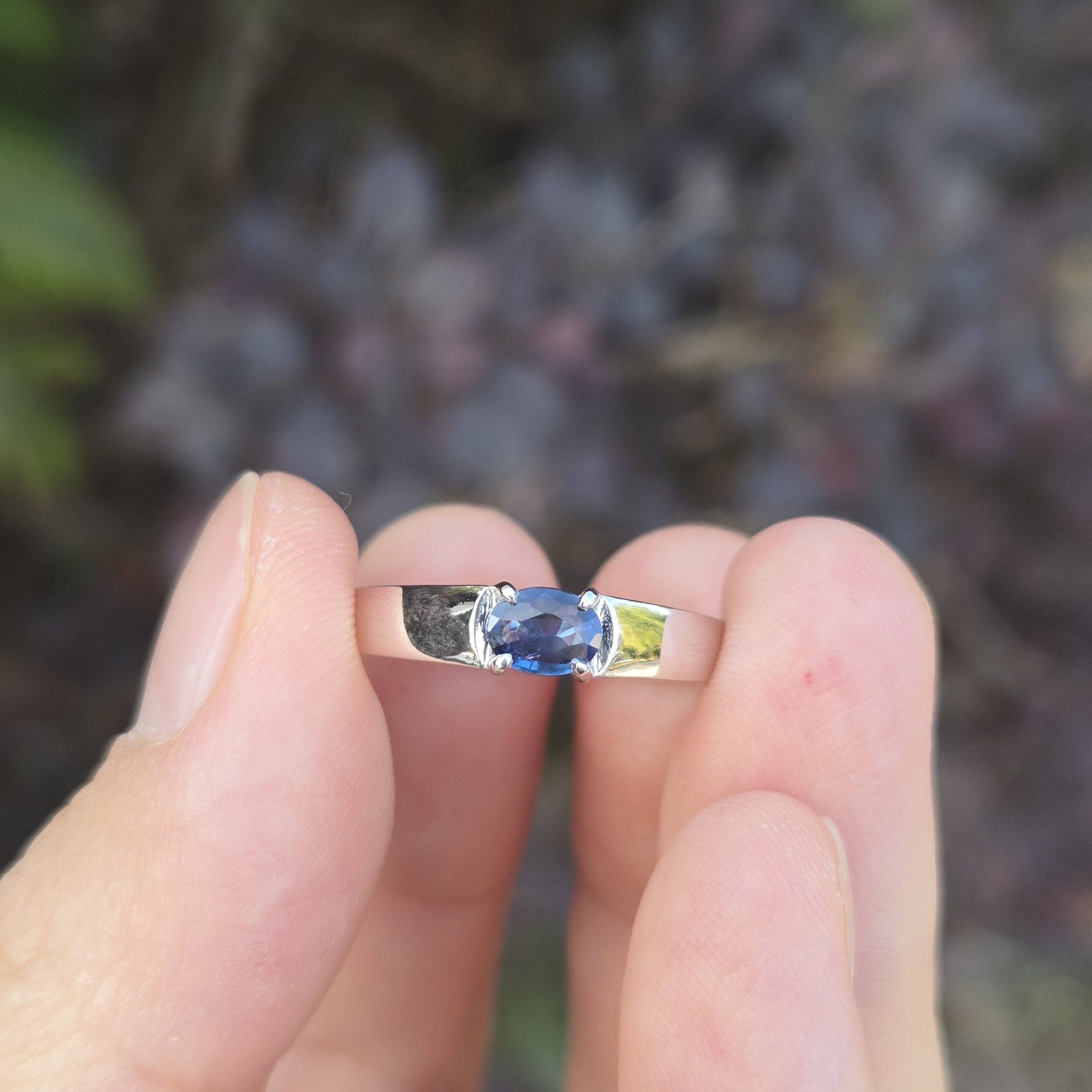 Blue Sapphire, RIP006, Platinum Ring 15#, Small Sapphire Ring