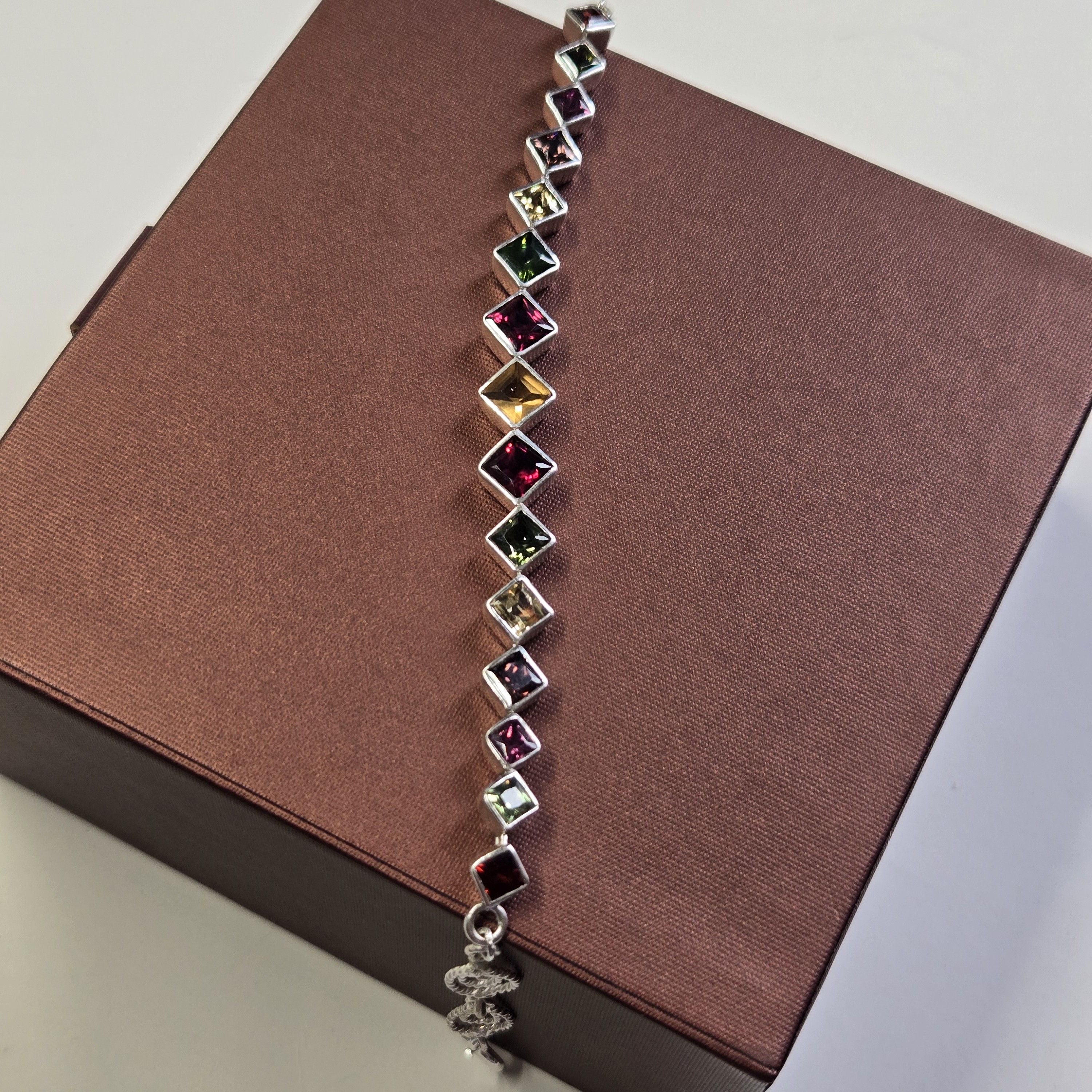 16cm Length; Weight 6.8g; Genuine Colored Spinels; 925 Sterling Silver. HB0004, Spinel Bracelet, Sri Lanka Spinel, Silver Handcraft, Gemstone Jewelry