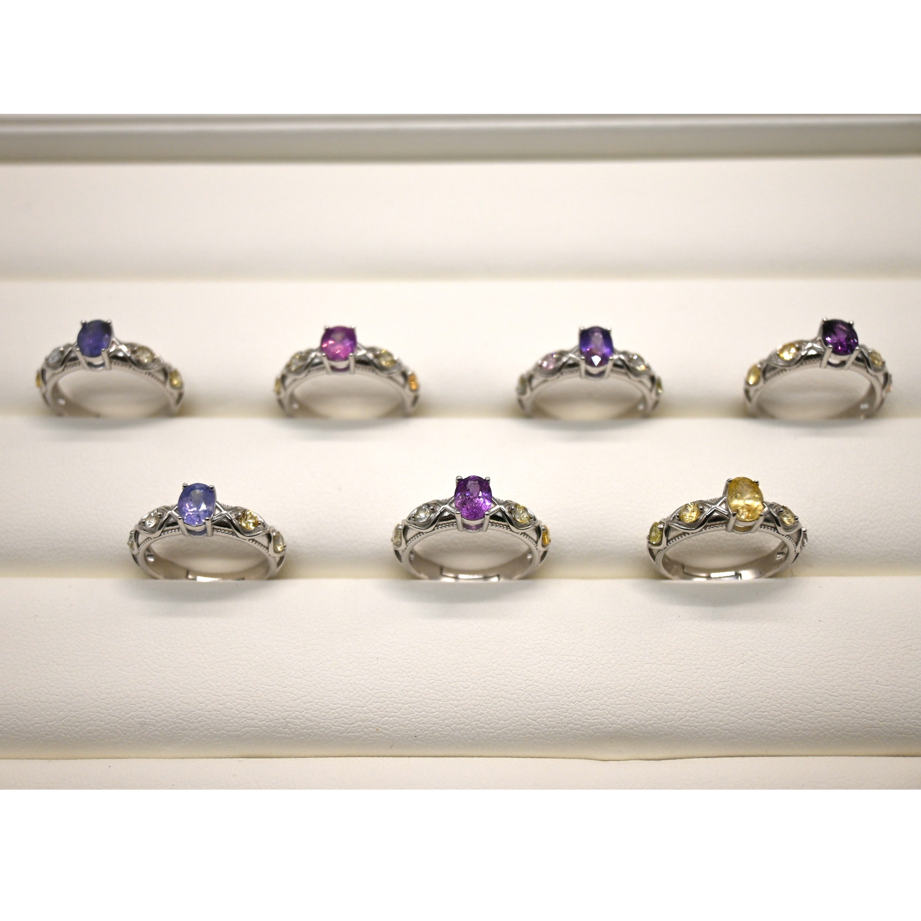 5 Natural Sapphires (1ct Total); 925 Sterling Silver; Adjustable Size 11# Base; Weight 3g. RIS001-07, Adjustable Sapphire Ring, Silver Cluster Ring, Multi-stone Sapphire, 925 Silver, Sri Lanka Gems