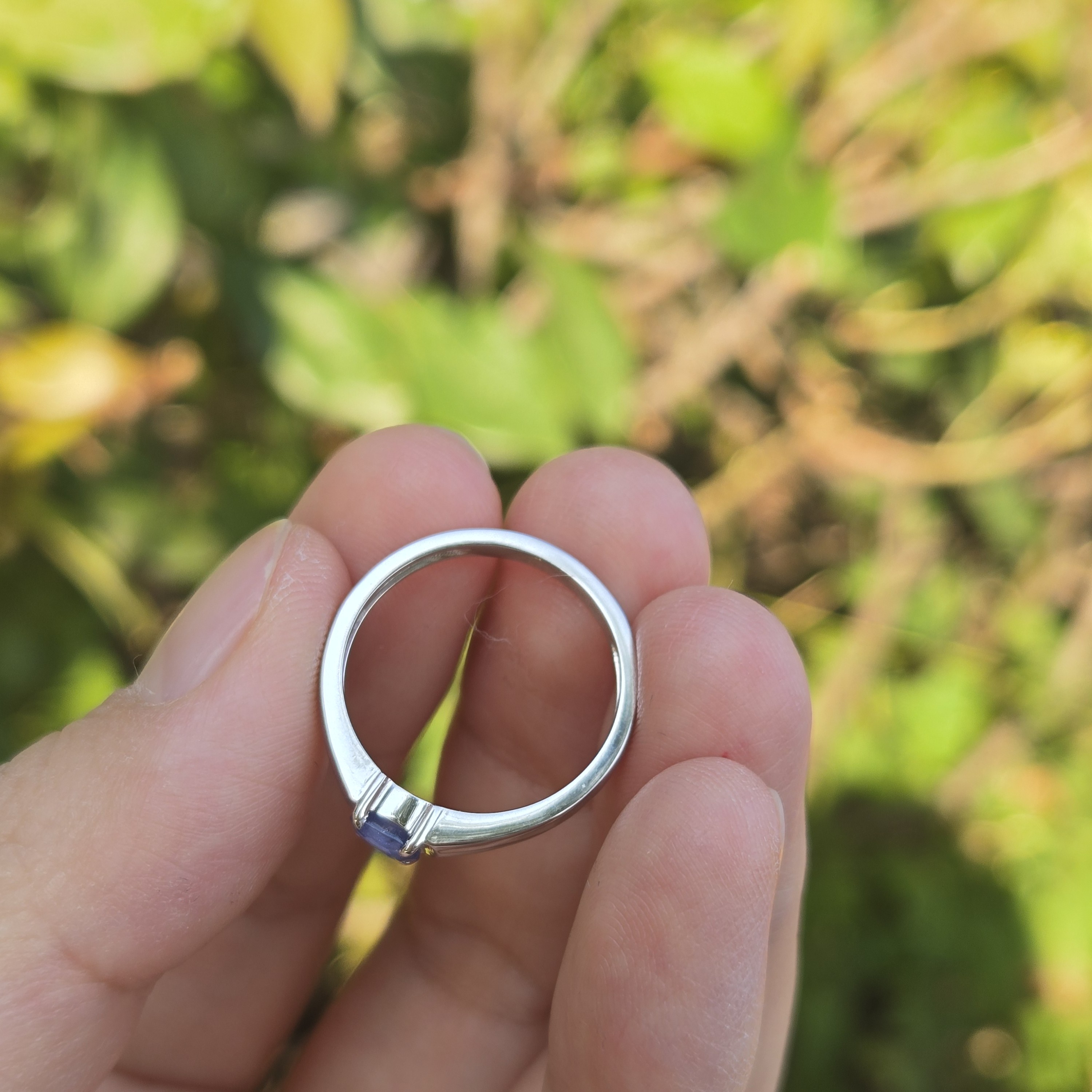 0.45ct Ceylon Blue Sapphire Platinum Ring - Size 14