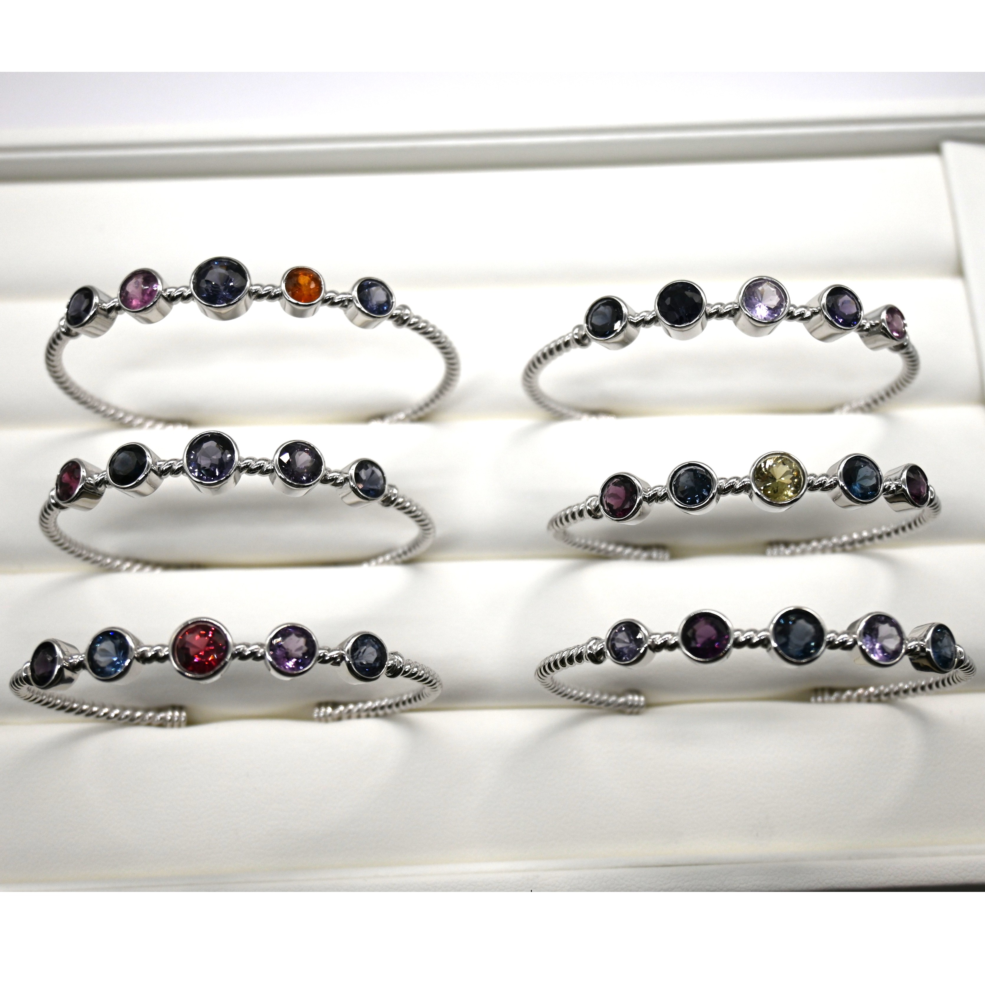 Silver Bangle, Adjustable Bracelet, Sri Lanka Gems, Multi-stone Jewelry, 925 Silver, Handcrafted Bangle