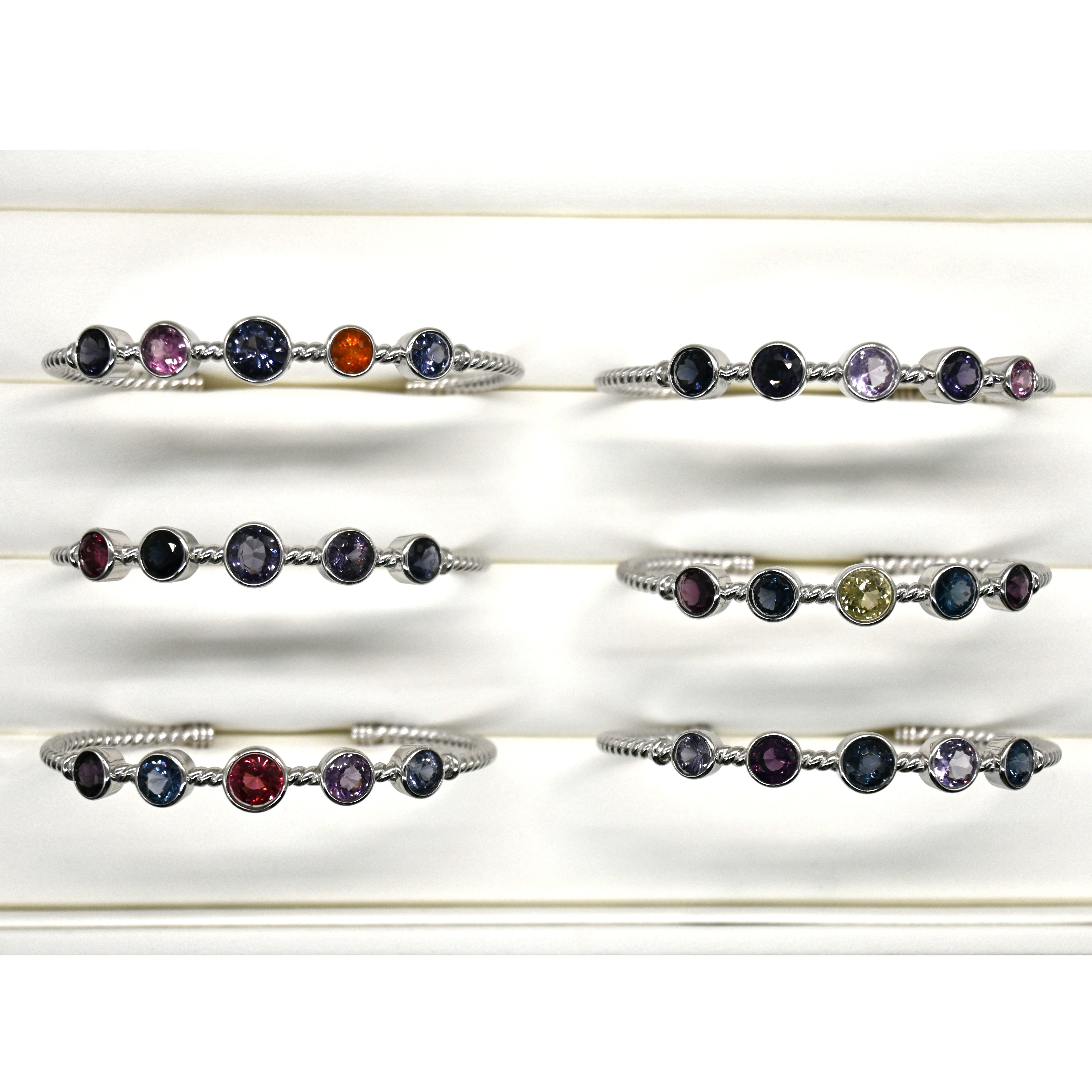 Silver Bangle, Adjustable Bracelet, Sri Lanka Gems, Multi-stone Jewelry, 925 Silver, Handcrafted Bangle