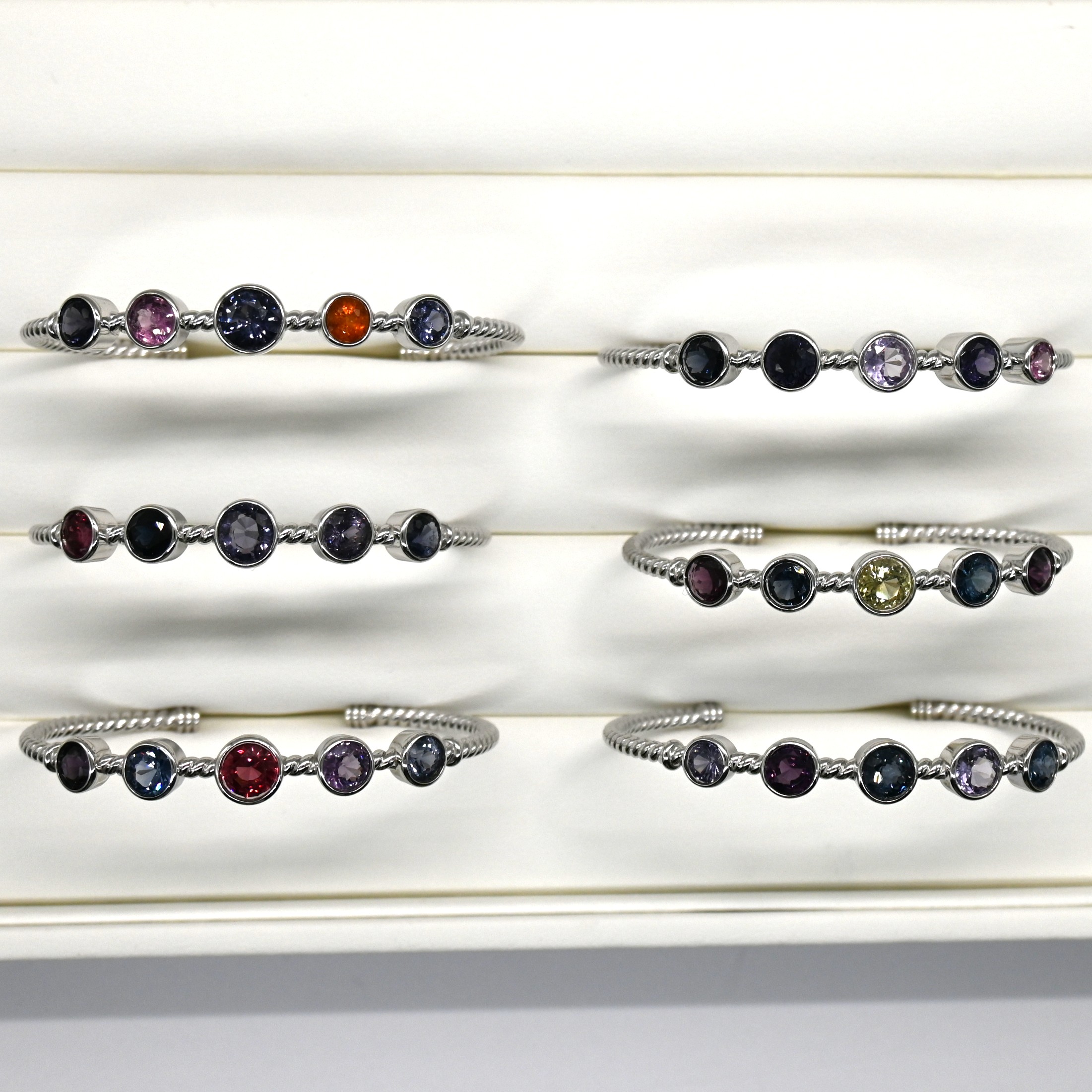 Silver Bangle, Adjustable Bracelet, Sri Lanka Gems, Multi-stone Jewelry, 925 Silver, Handcrafted Bangle