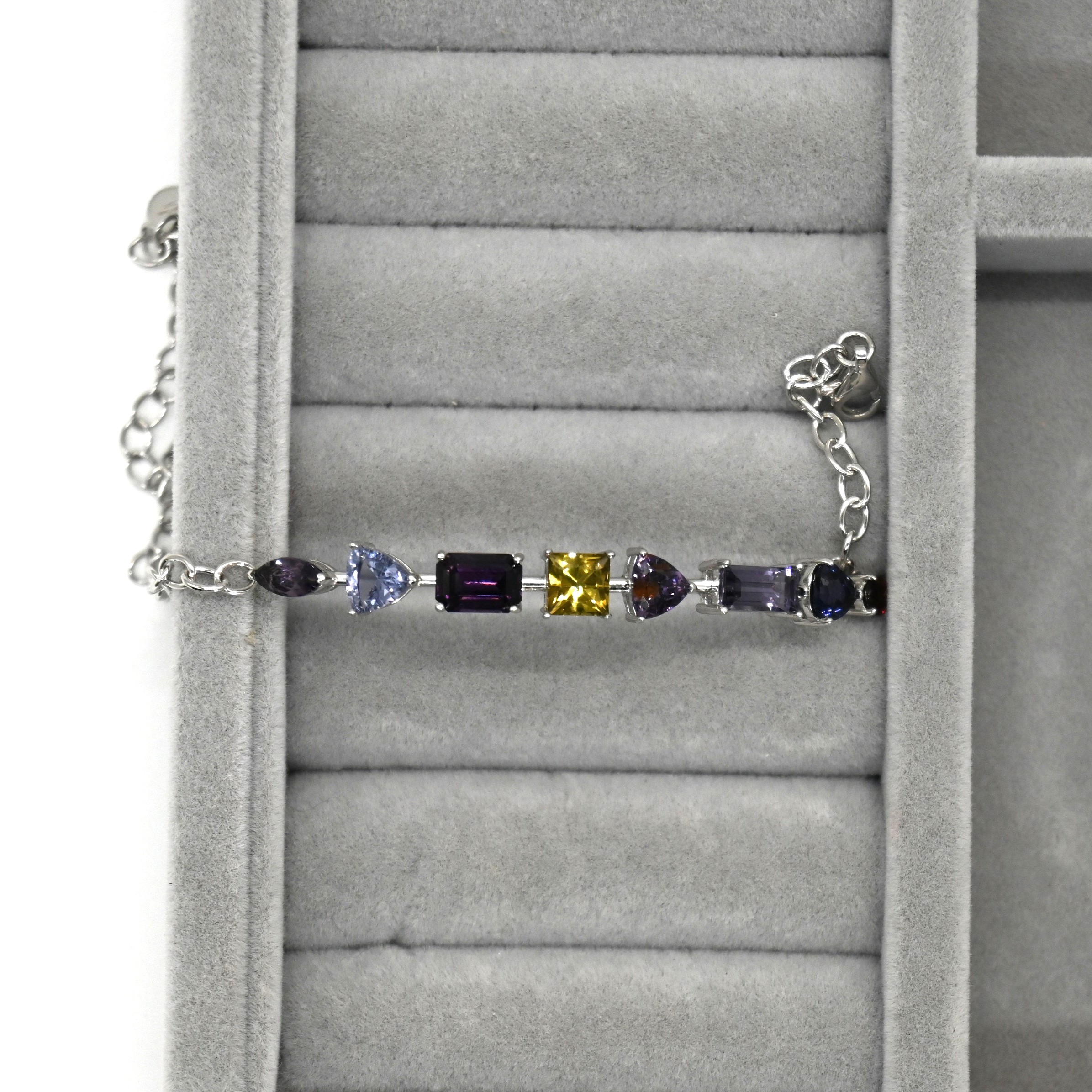 925纯银不规则异形天然半宝石手链 (原石设计感)