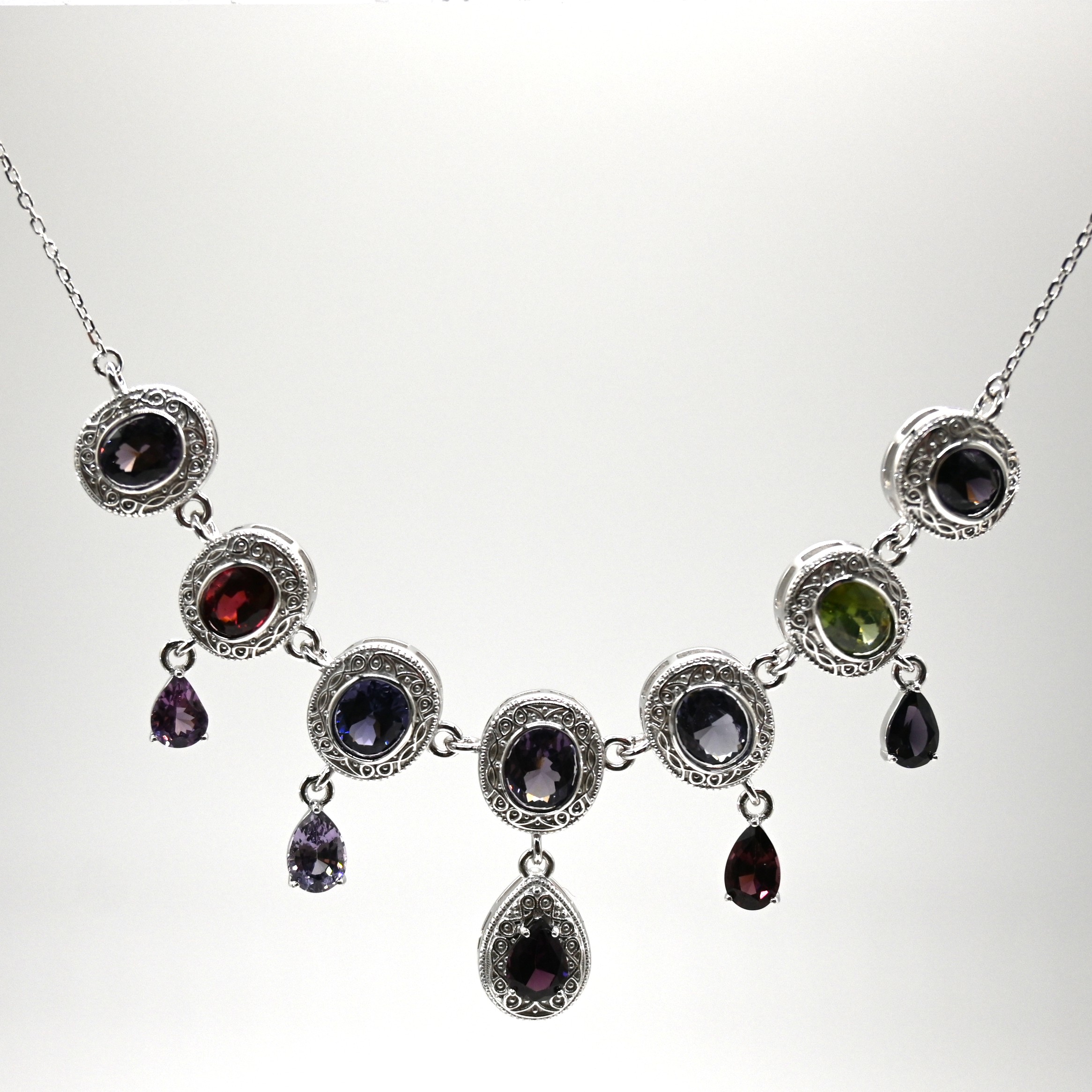 "Grape Cluster" Peridot Silver Handcrafted Necklace