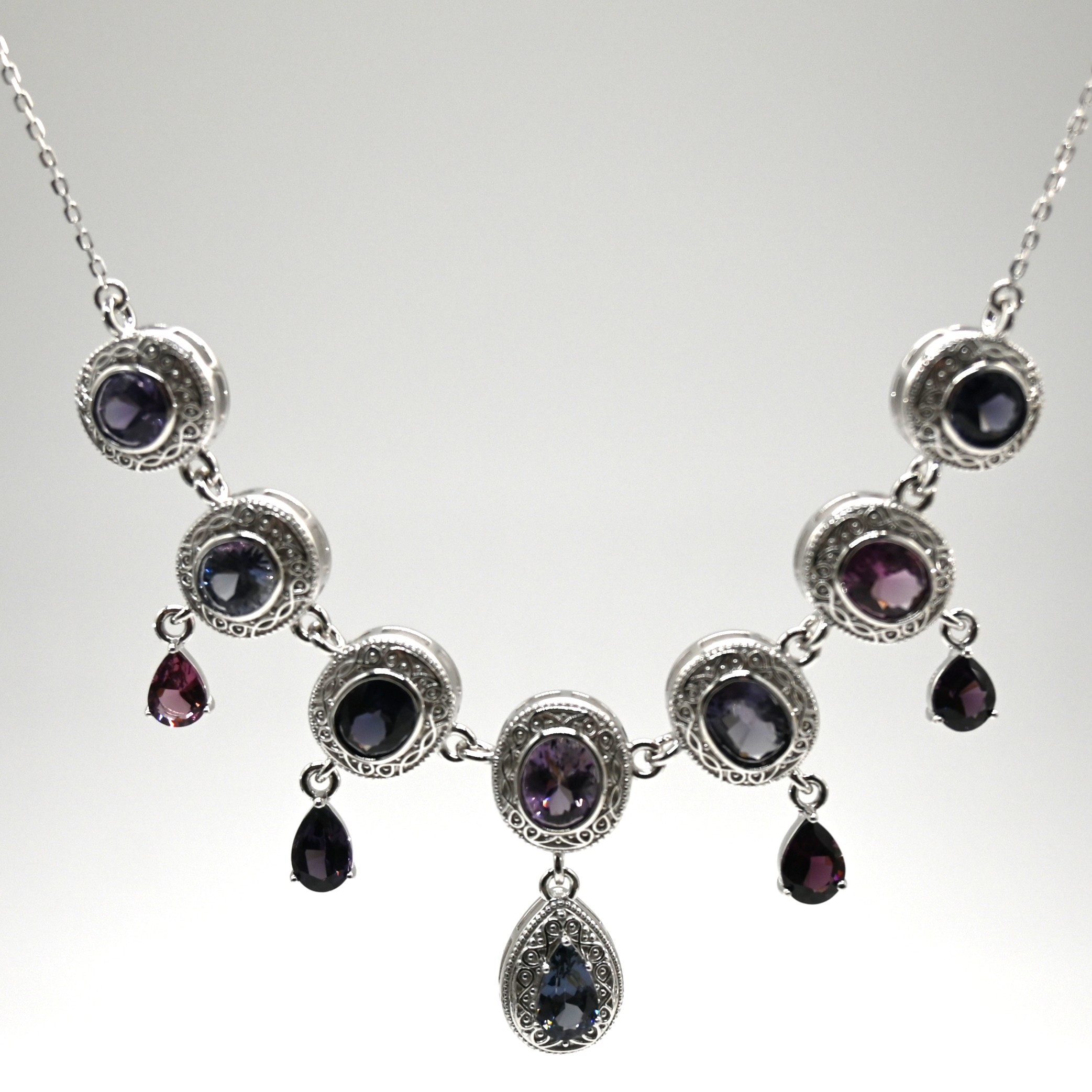 "Grape Cluster" Peridot Silver Handcrafted Necklace