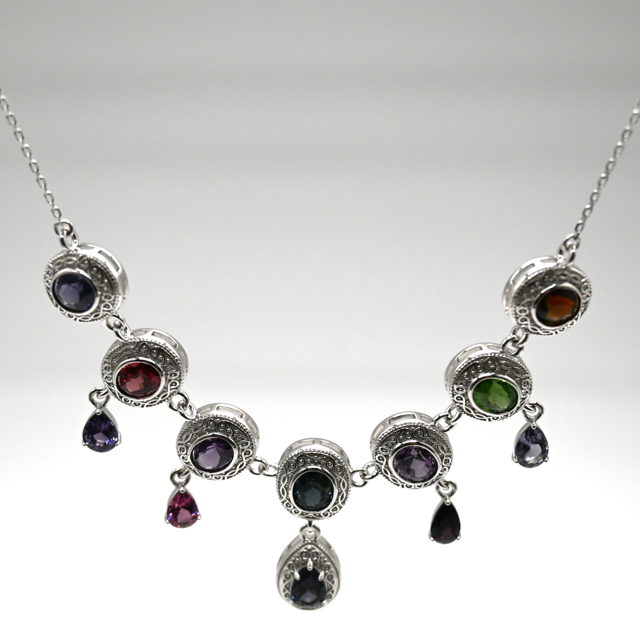 "Grape Cluster" Peridot Silver Handcrafted Necklace