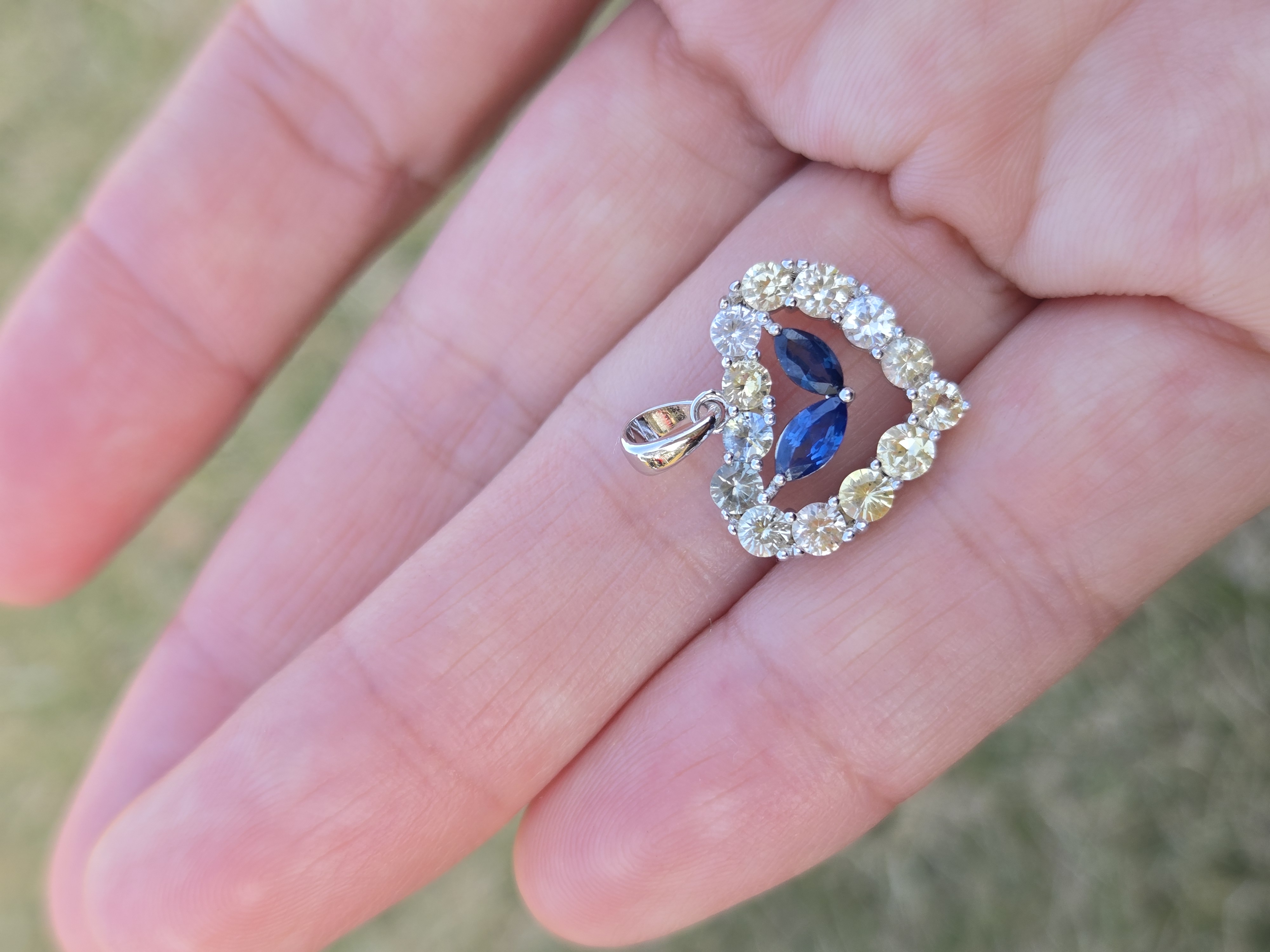 Sapphire Heart, Silver Pendant, Romantic Jewelry, Sri Lanka Gems, 925 Silver, Blue Sapphire Heart