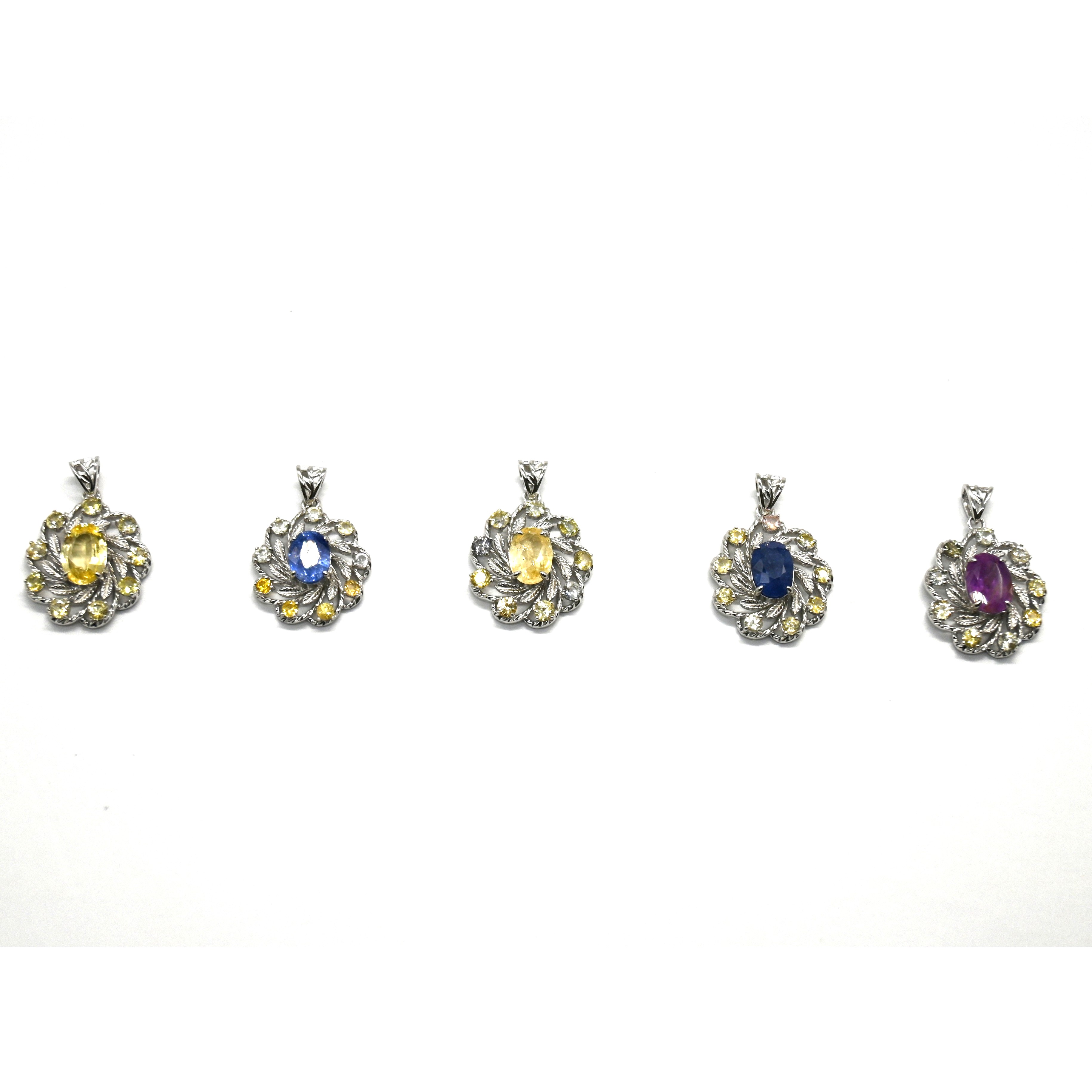 Elegant Halo Natural Sapphire Pendant in 925 Silver