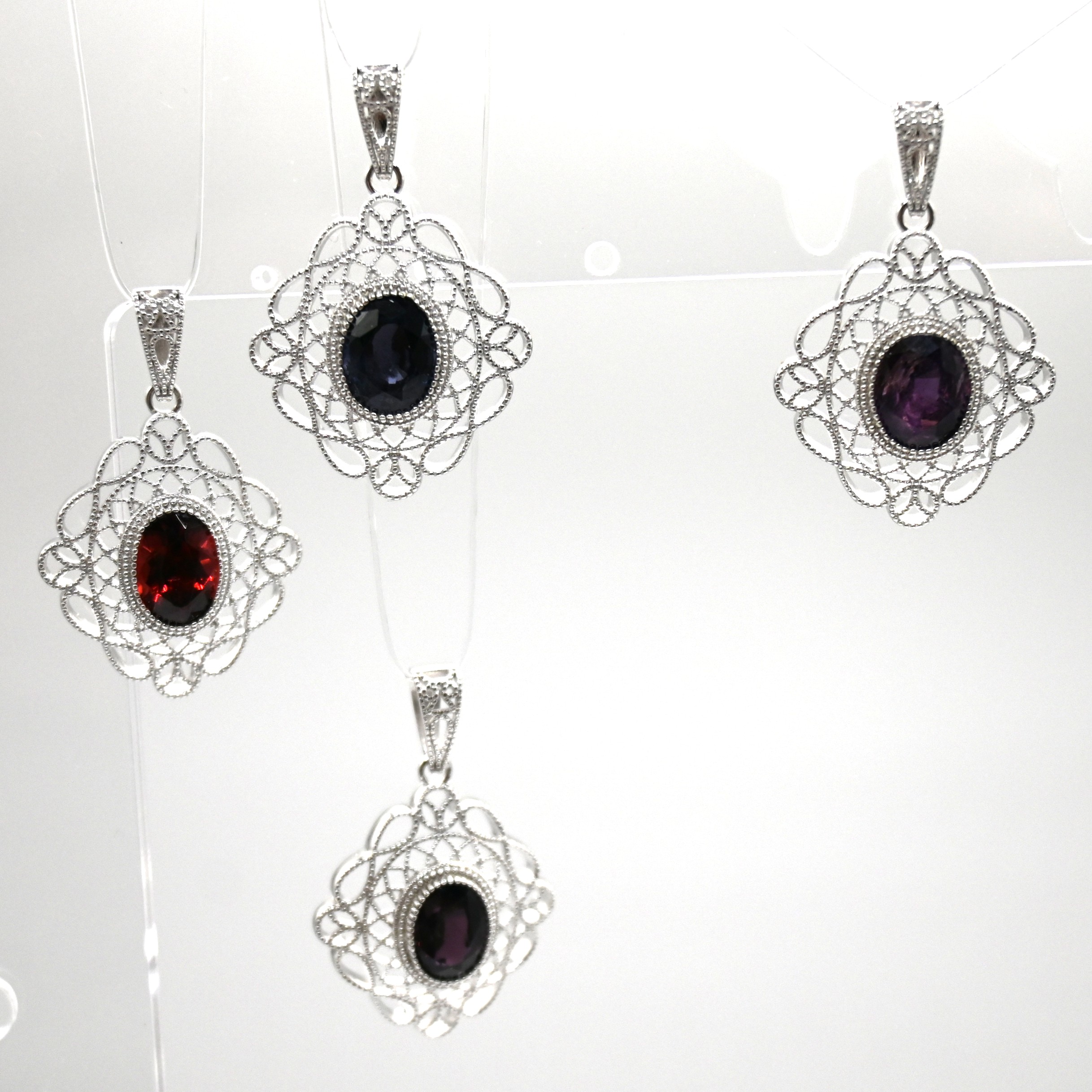 复古彩宝, 3克拉宝石吊坠, 镂空工艺, 宫廷风首饰, 奢华银饰