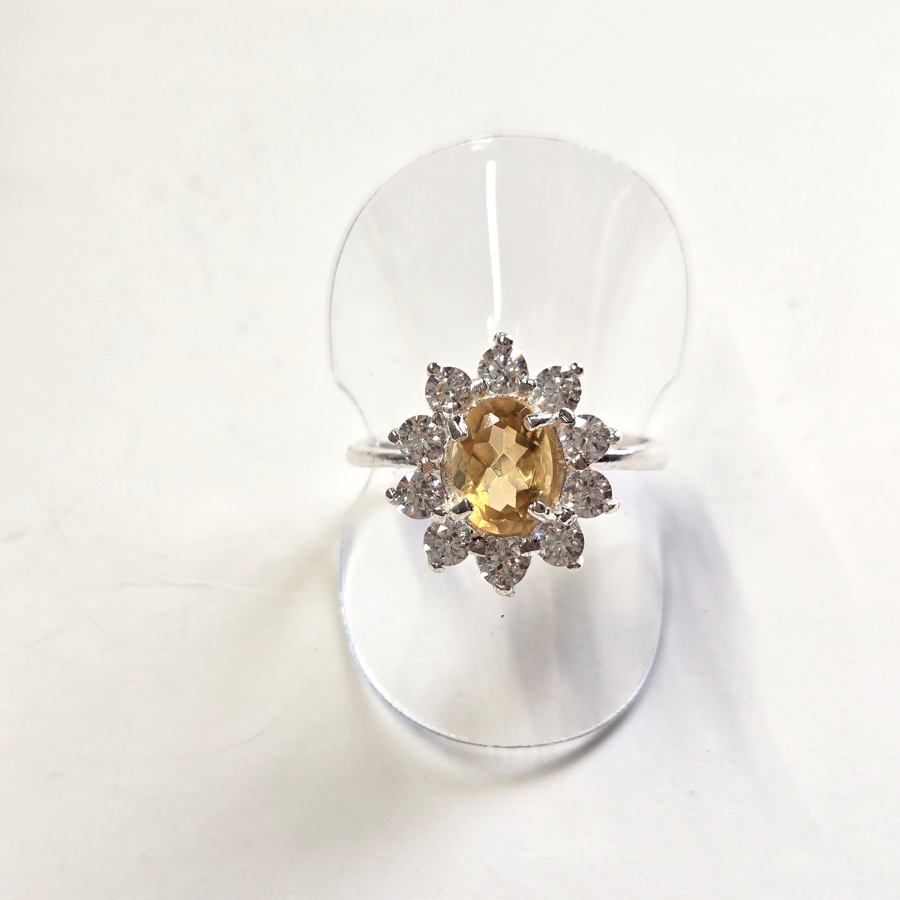 Yellow Citrine Sunburst Silver Handcrafted Ring