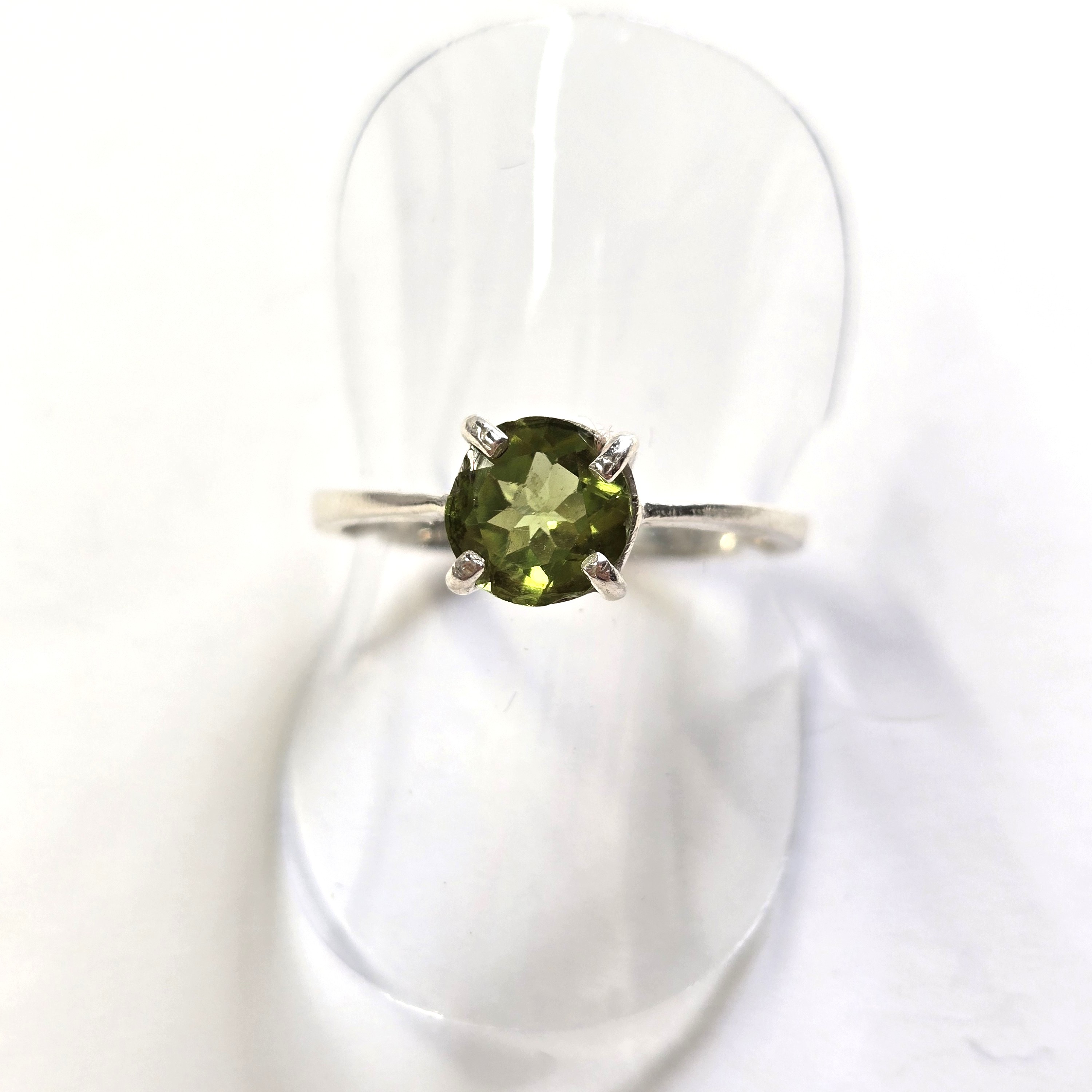 Simple Green Peridot Dainty Silver Handcrafted Ring