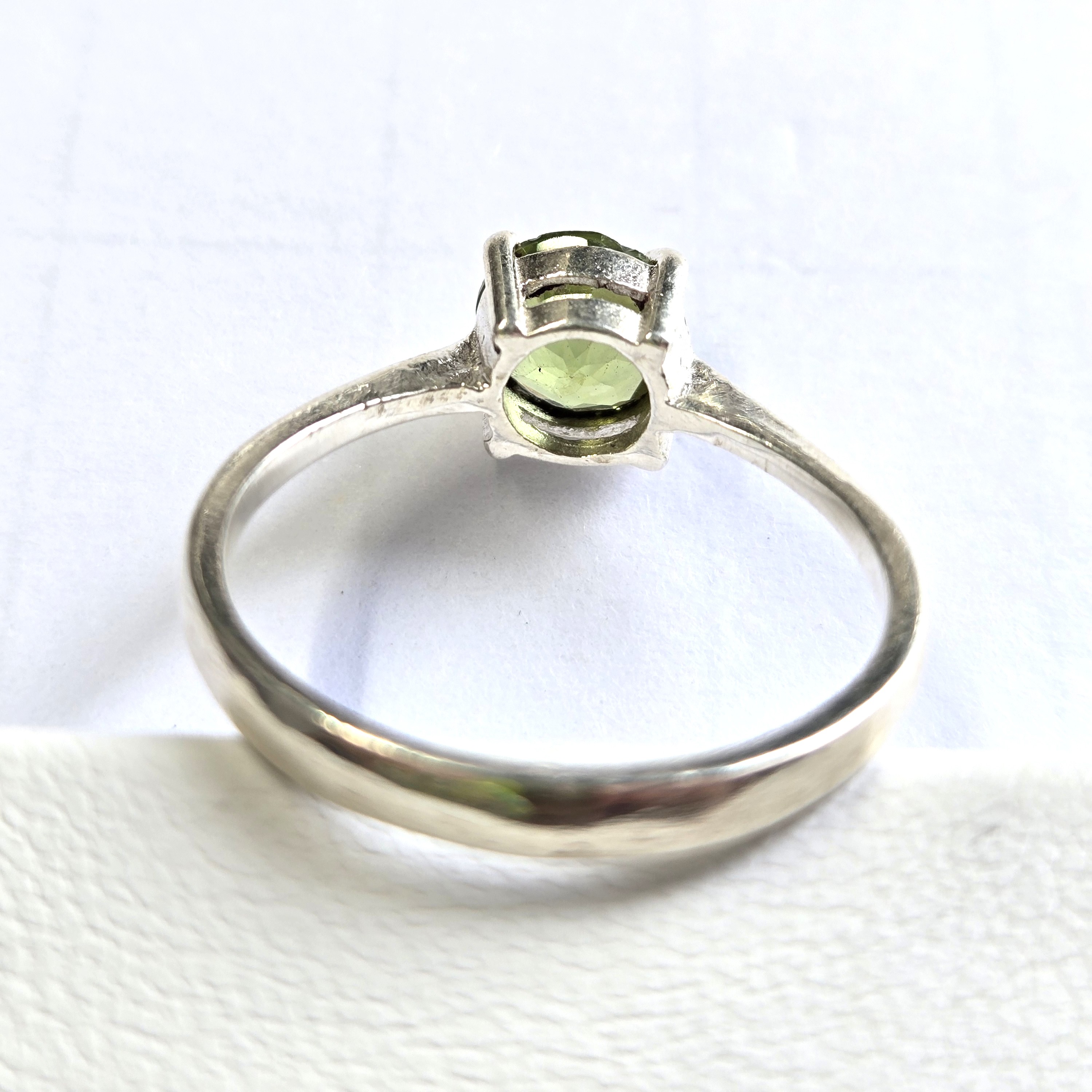 Simple Green Peridot Dainty Silver Handcrafted Ring