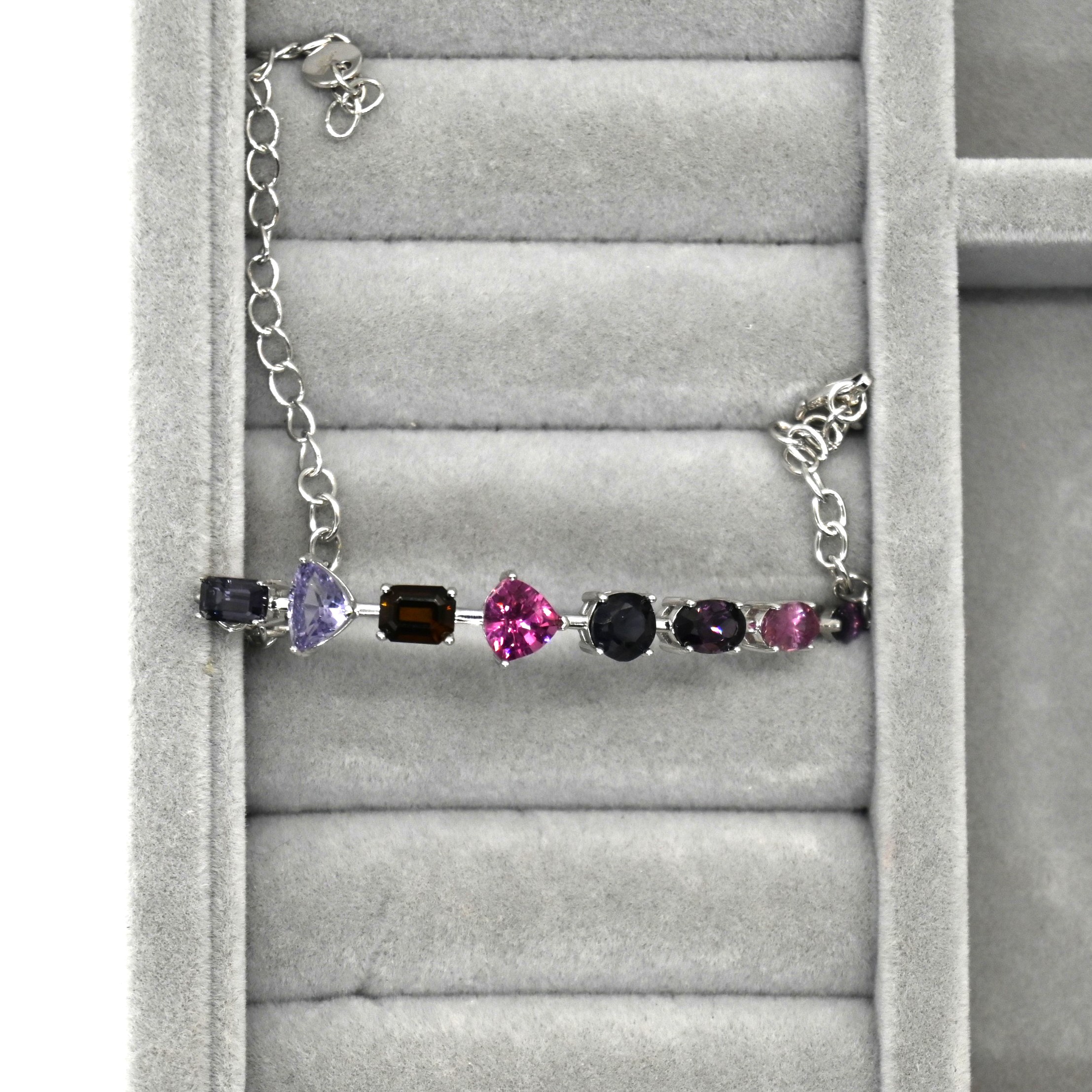 Artisan Irregular Raw-Style Multi-Gemstone Silver Bracelet (View 3)