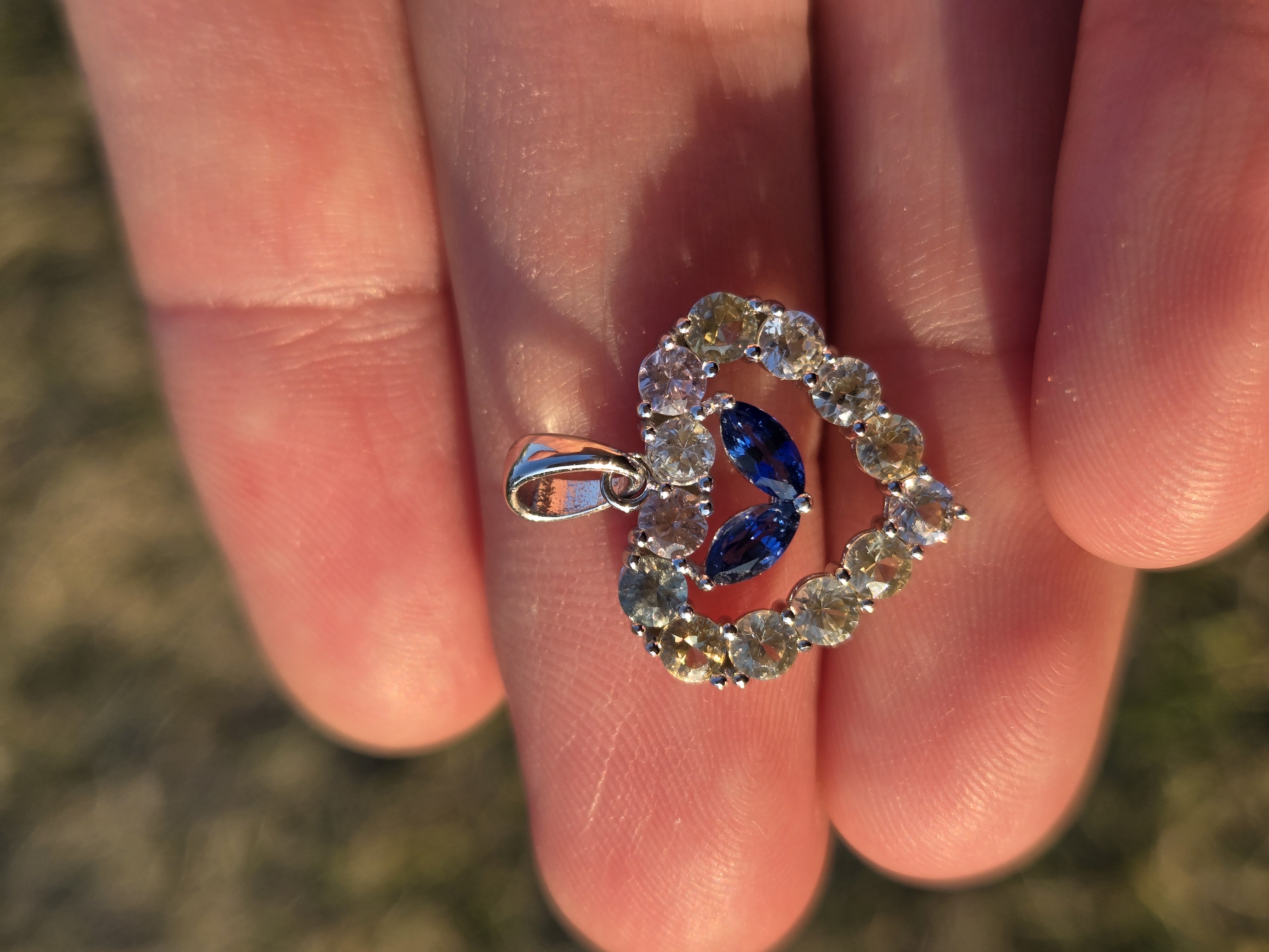 Sapphire Heart Shape Artisan Silver Pendant (View 3)