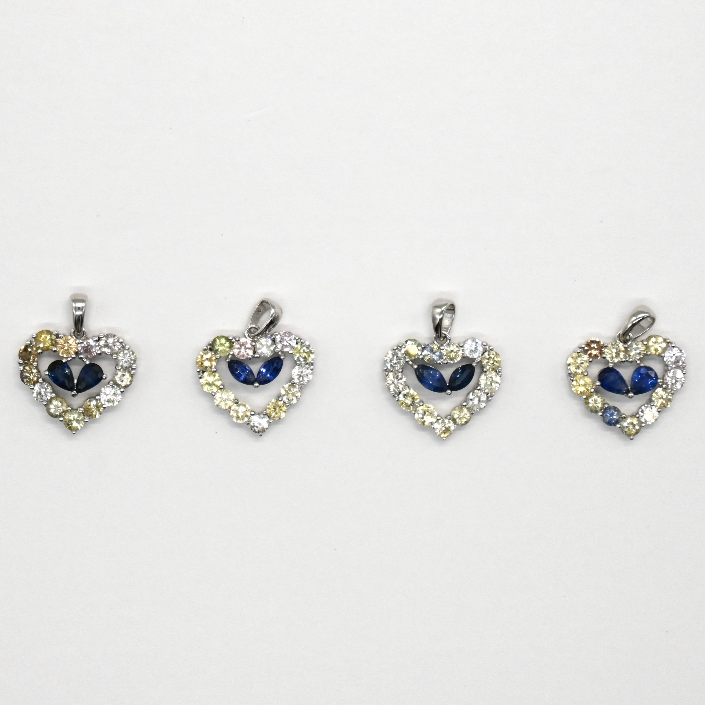 1.6cm x 1.9cm; ~1.8ct Blue Sapphires; Weight ~1.7g; Handcrafted 925 Sterling Silver. PES006~09, Sapphire Heart, Silver Pendant, Romantic Jewelry, Sri Lanka Gems, 925 Silver, Blue Sapphire Heart