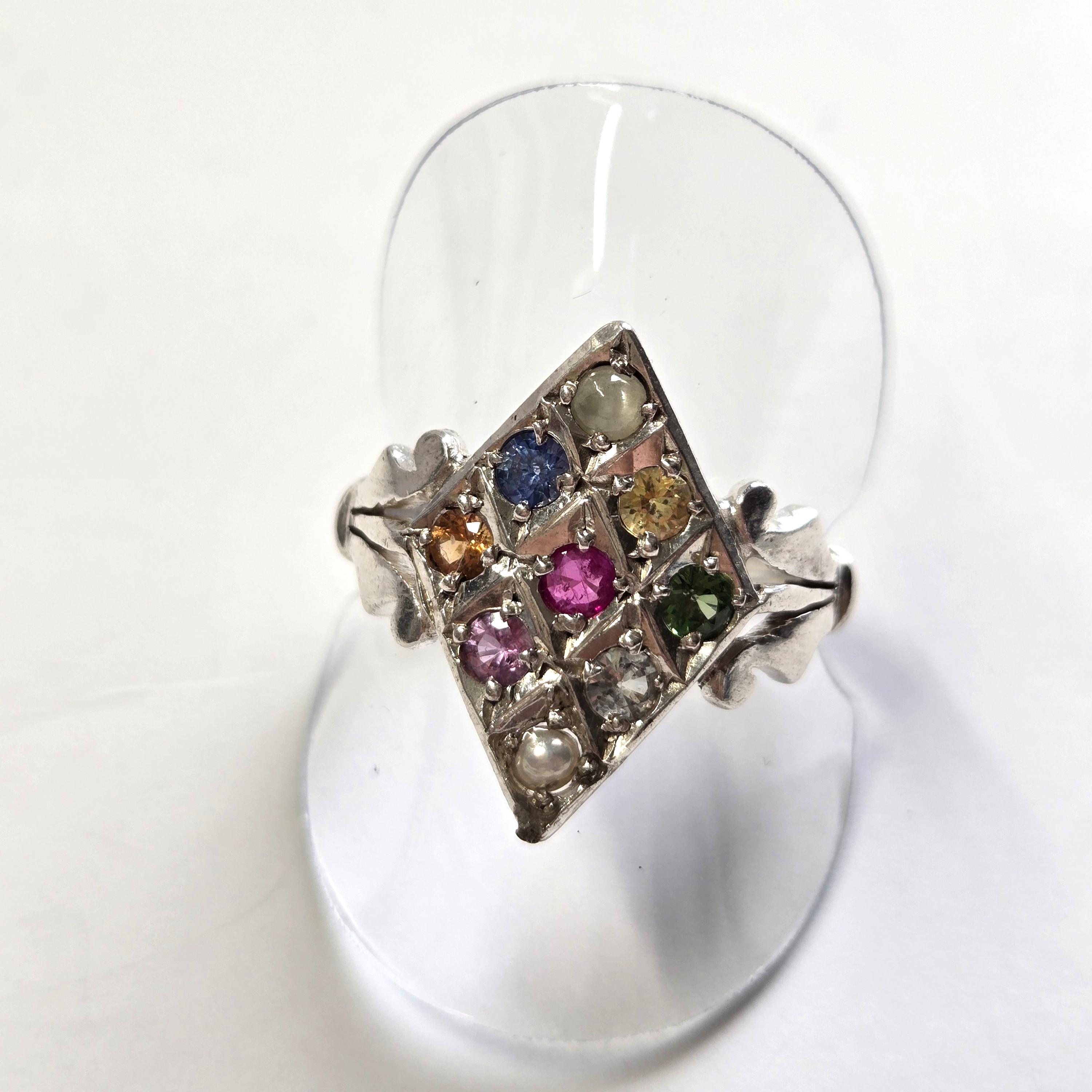 9-Piece Sapphire Shield Silver Handcrafted Ring