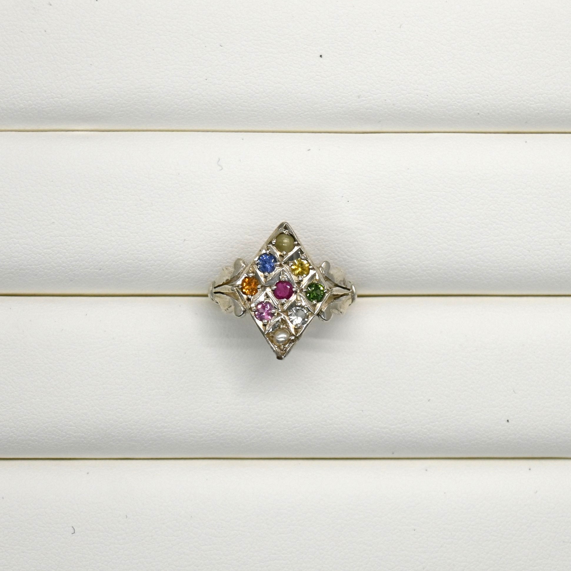 9-Piece Sapphire Shield Silver Handcrafted Ring