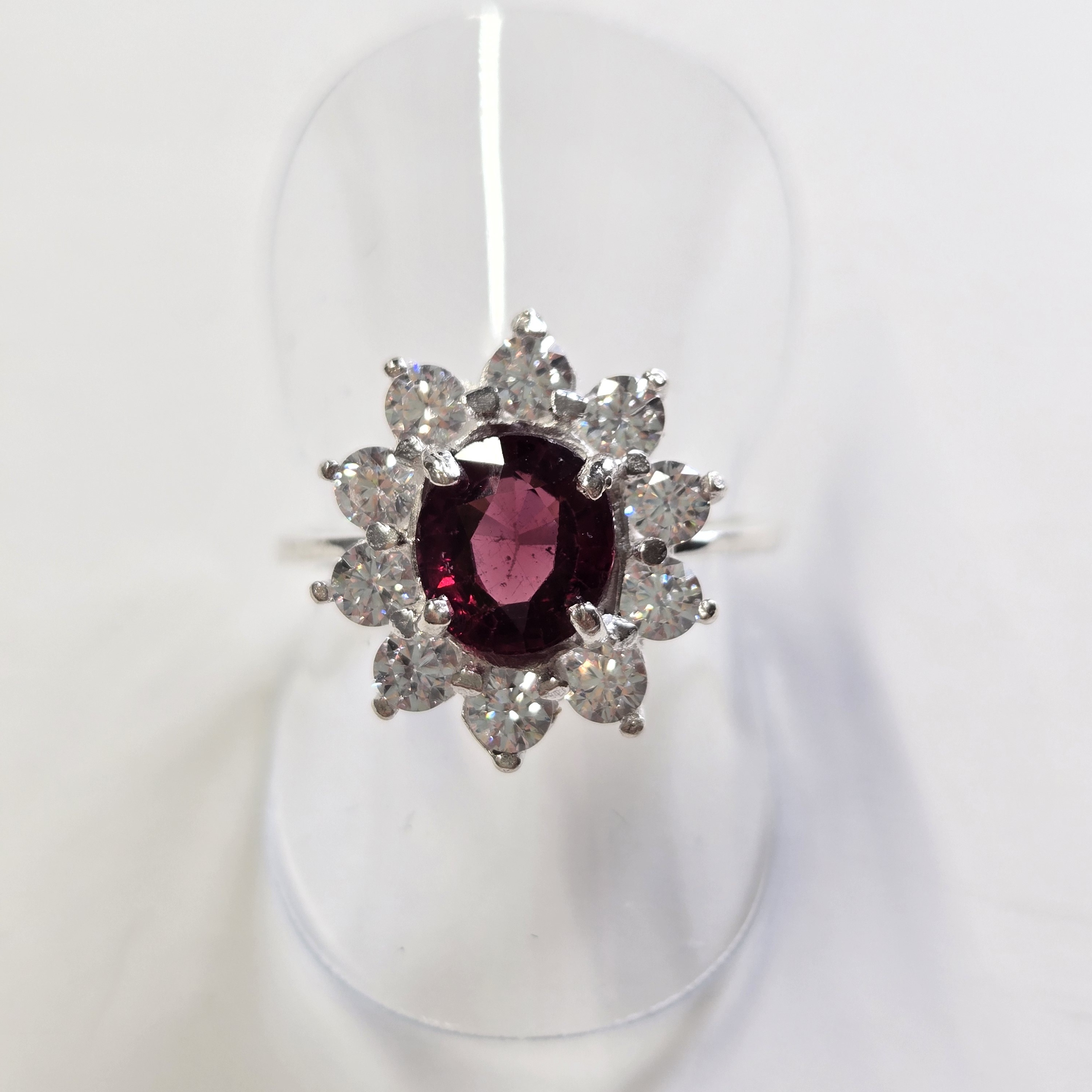 Red Garnet Vintage Halo Silver Handcrafted Ring