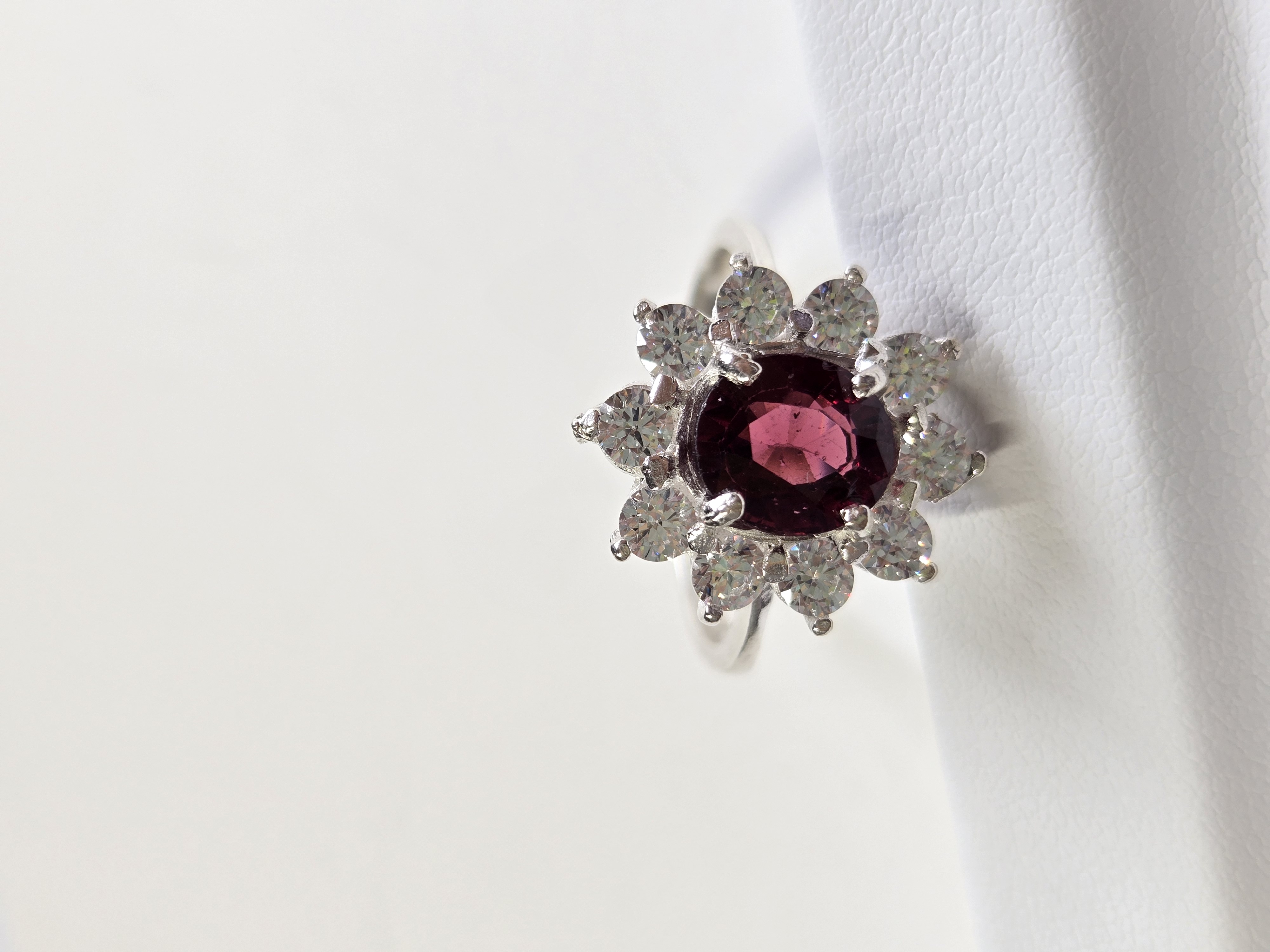 Red Garnet Vintage Halo Silver Handcrafted Ring