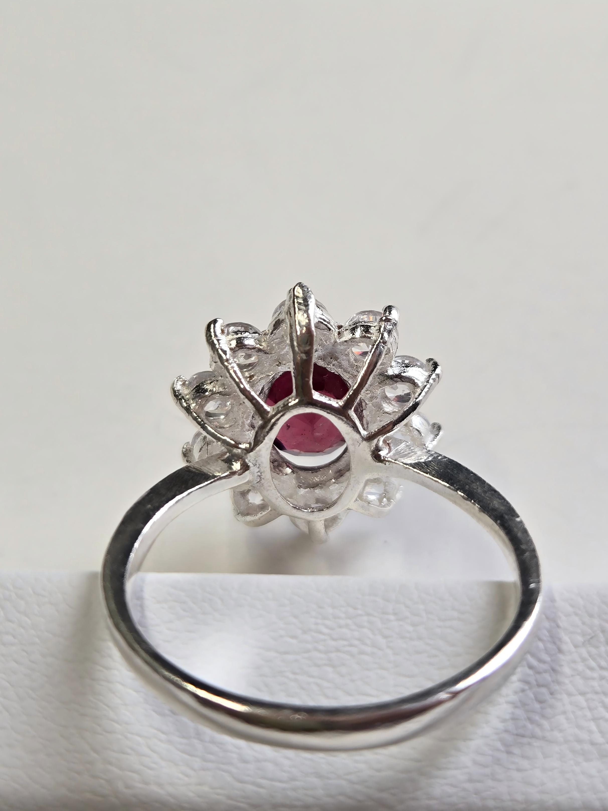 Red Garnet Vintage Halo Silver Handcrafted Ring
