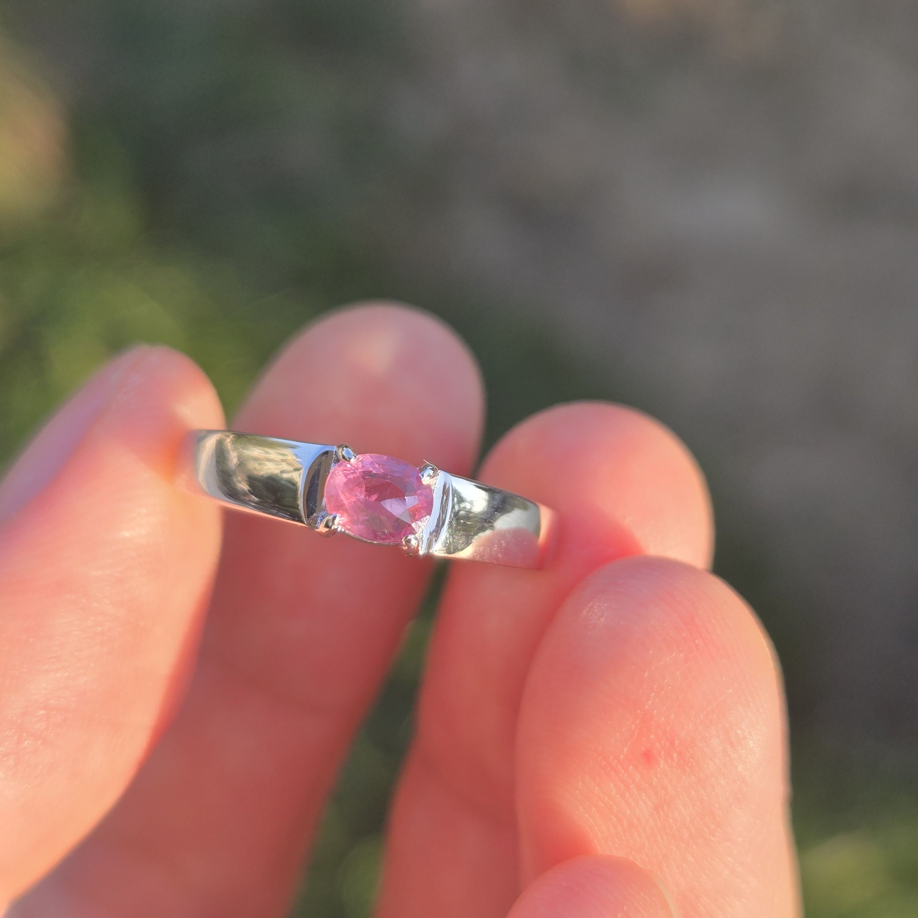• Metal: Platinum • Gemstone: 0.5ct Pink Sapphire • Weight: 3.86g • Size: 14# Pink Sapphire Ring, RIP003, Platinum Pink Gem, 14# Ring, Ceylon Pink