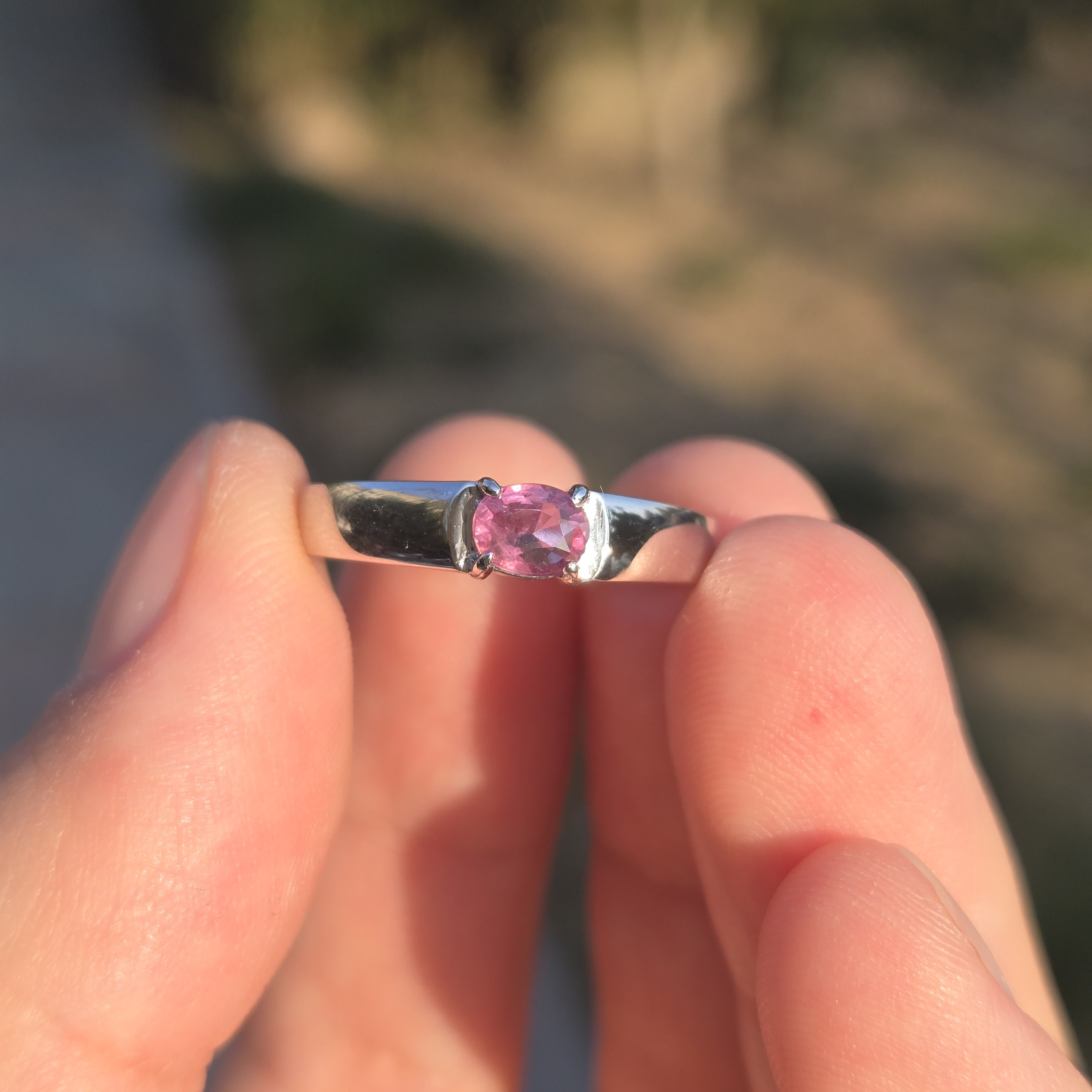 • Metal: Platinum • Gemstone: 0.5ct Pink Sapphire • Weight: 3.86g • Size: 14# Pink Sapphire Ring, RIP003, Platinum Pink Gem, 14# Ring, Ceylon Pink