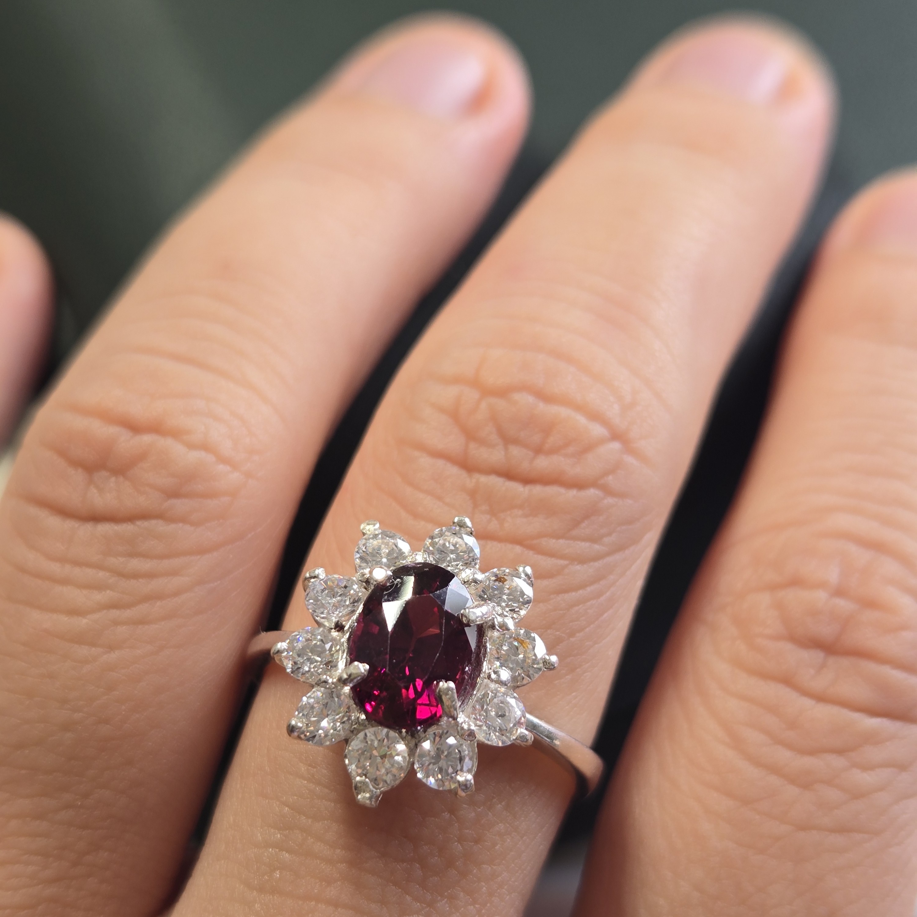 Oval Red Garnet Artisan Silver Handcrafted Ring (View 2)