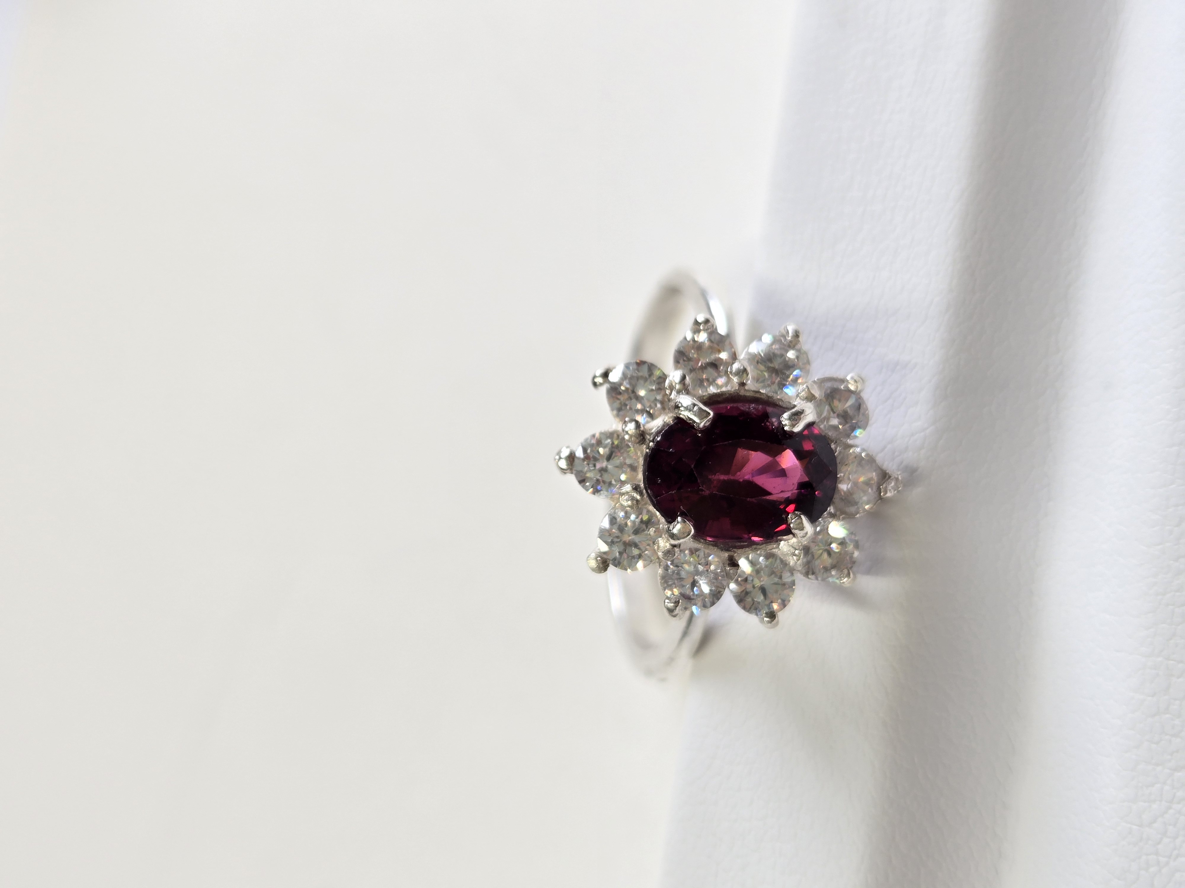 Oval Red Garnet Artisan Silver Handcrafted Ring (View 3)