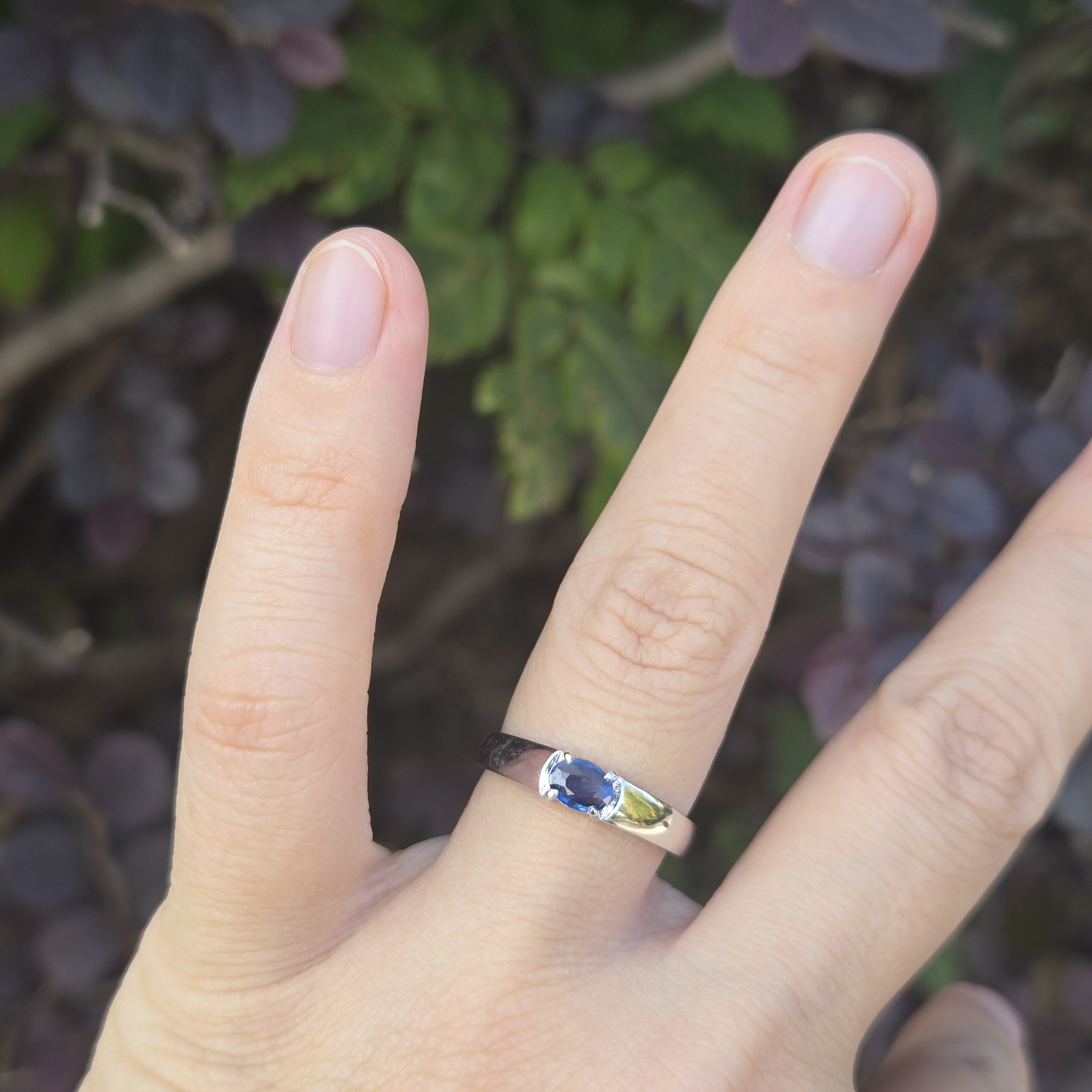 Blue Sapphire, RIP006, Platinum Ring 15#, Small Sapphire Ring