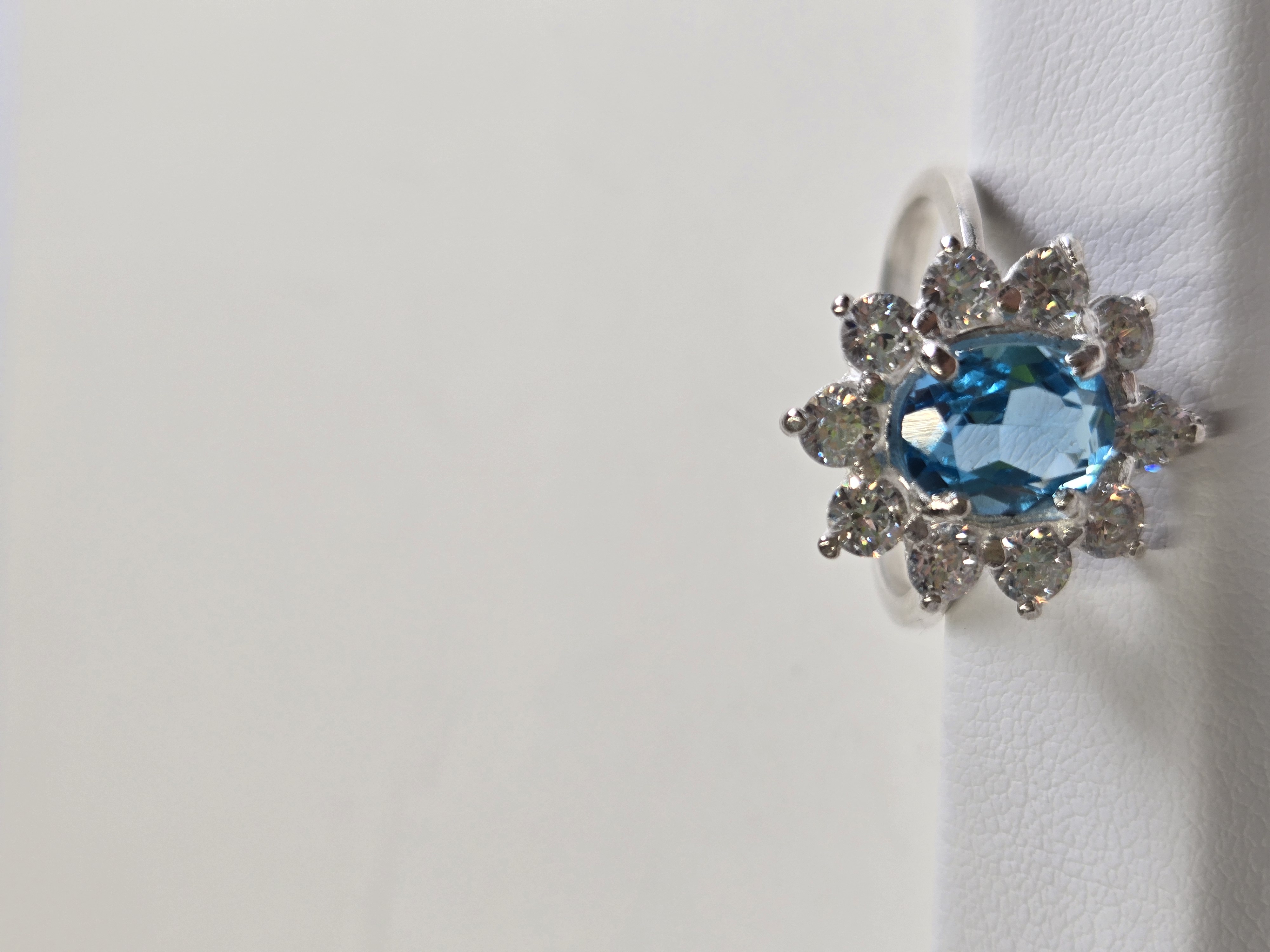 1.4cm x 1.6cm Blue Topaz; Weight 3.16g; Genuine 925 Sterling Silver; Sri Lankan Artisan Craft. HR0001, Blue Topaz, Silver Ring, Sri Lanka, 925 Silver, Handmade