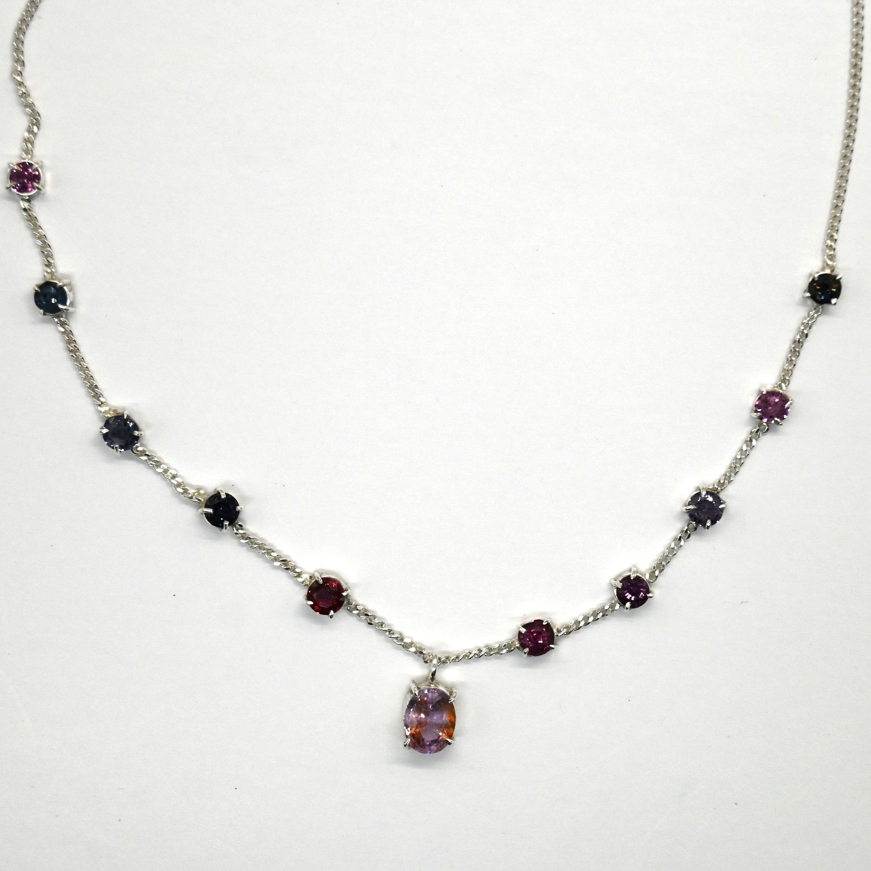 HN0001, Spinel Necklace, Sri Lanka Spinel, Minimalist Silver, Handmade Jewelry
