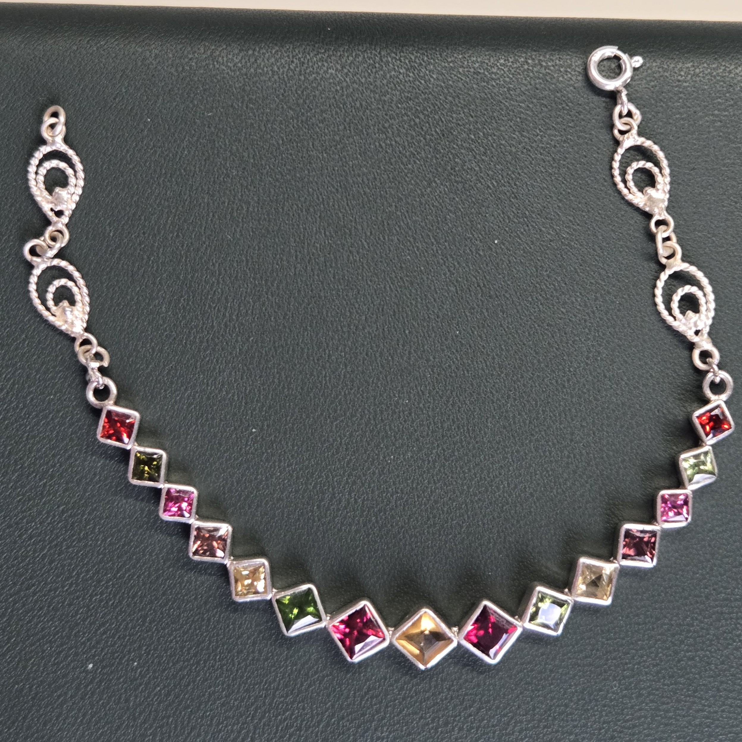 16cm Length; Weight 6.8g; Genuine Colored Spinels; 925 Sterling Silver. HB0004, Spinel Bracelet, Sri Lanka Spinel, Silver Handcraft, Gemstone Jewelry