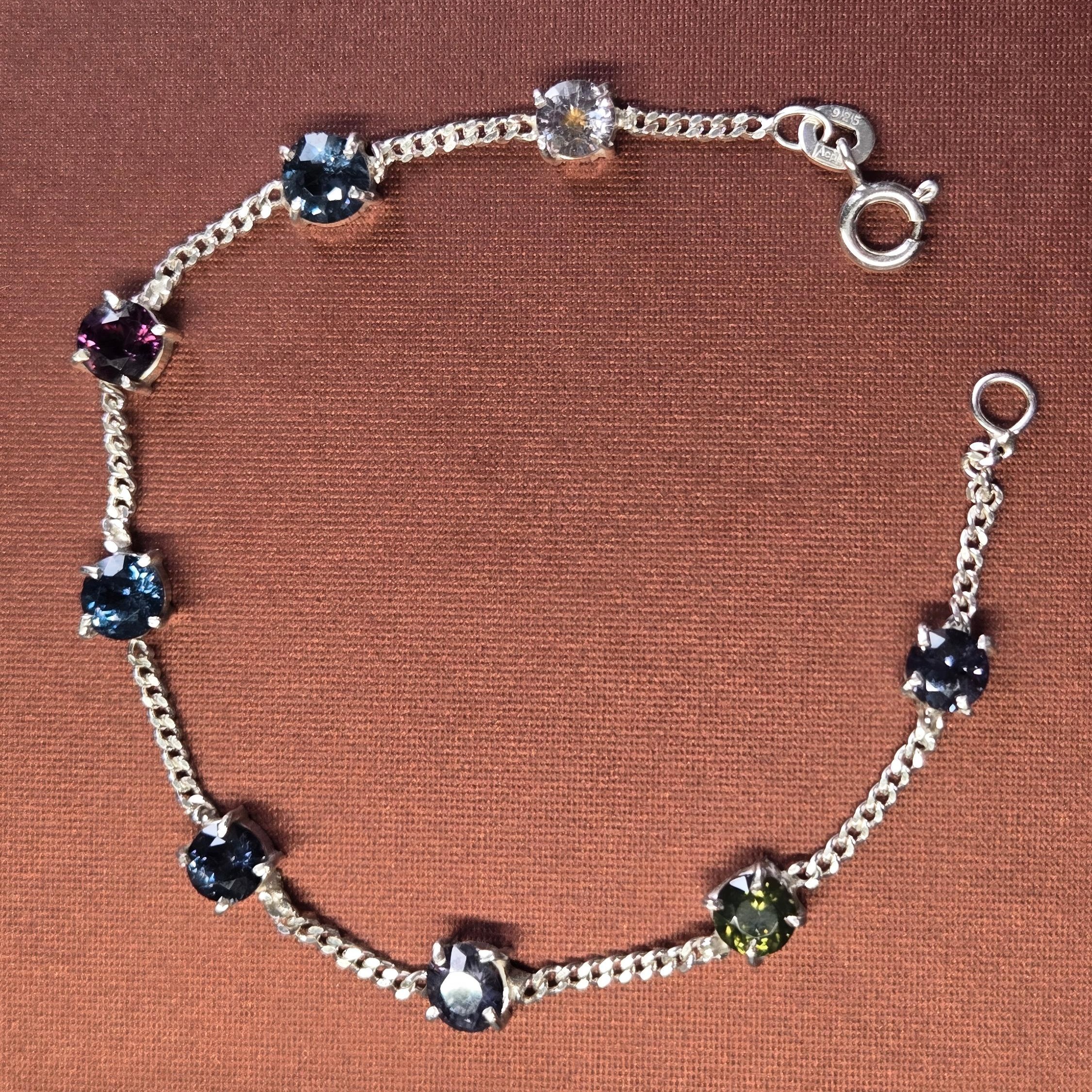HB0005, Zircon Crystal Bracelet, Silver Handcraft, Sri Lanka Jewelry, 925 Silver