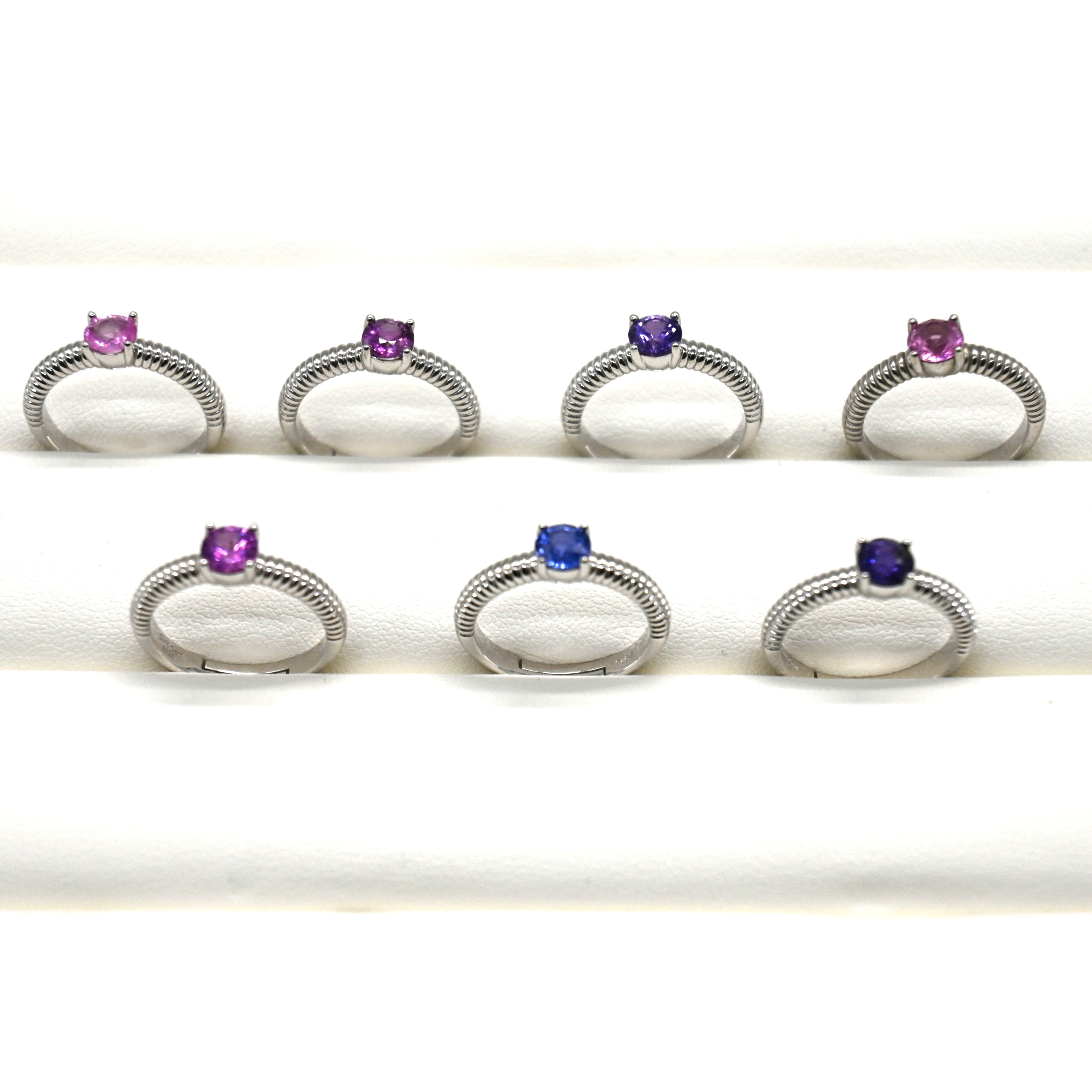 0.7ct Natural Sapphire; 5.2mm Diameter Stone; 925 Sterling Silver; Adjustable Size 11# Base; Weight 2.8g. RIS008-14, Sapphire Solitaire, Adjustable Silver Ring, Minimalist Sapphire, 925 Silver, Ceylon Sapphire