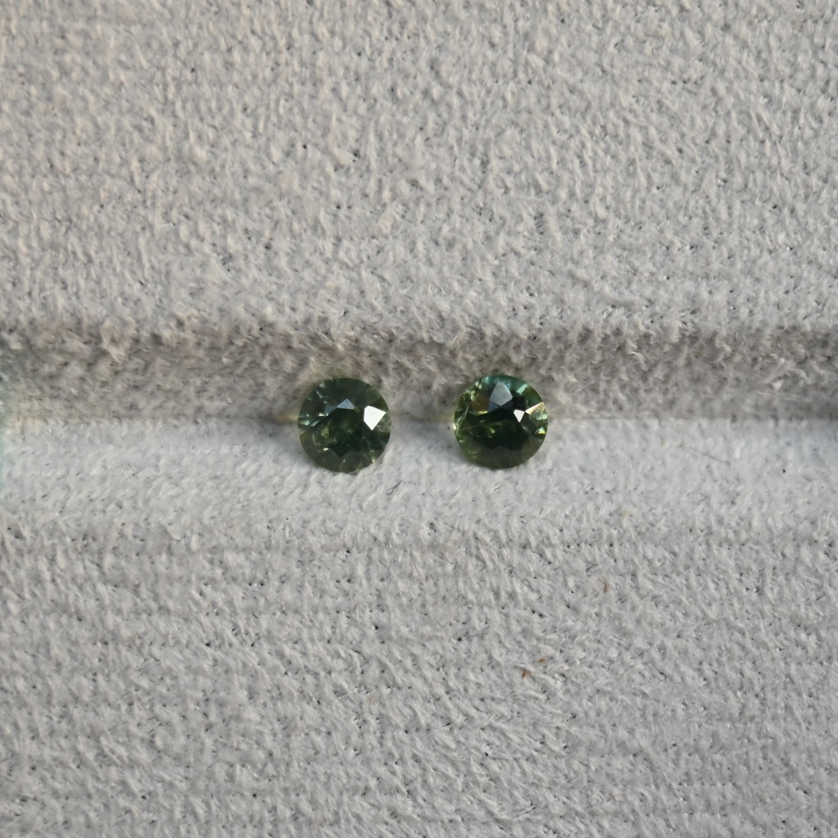2Pcs Round Green Sri Lankan Zircon for Earrings, Weight: 1.36 ct ZIL001, Loose stones, round zircon pair, green zircon, earring gemstone set, Sri Lanka loose zircon