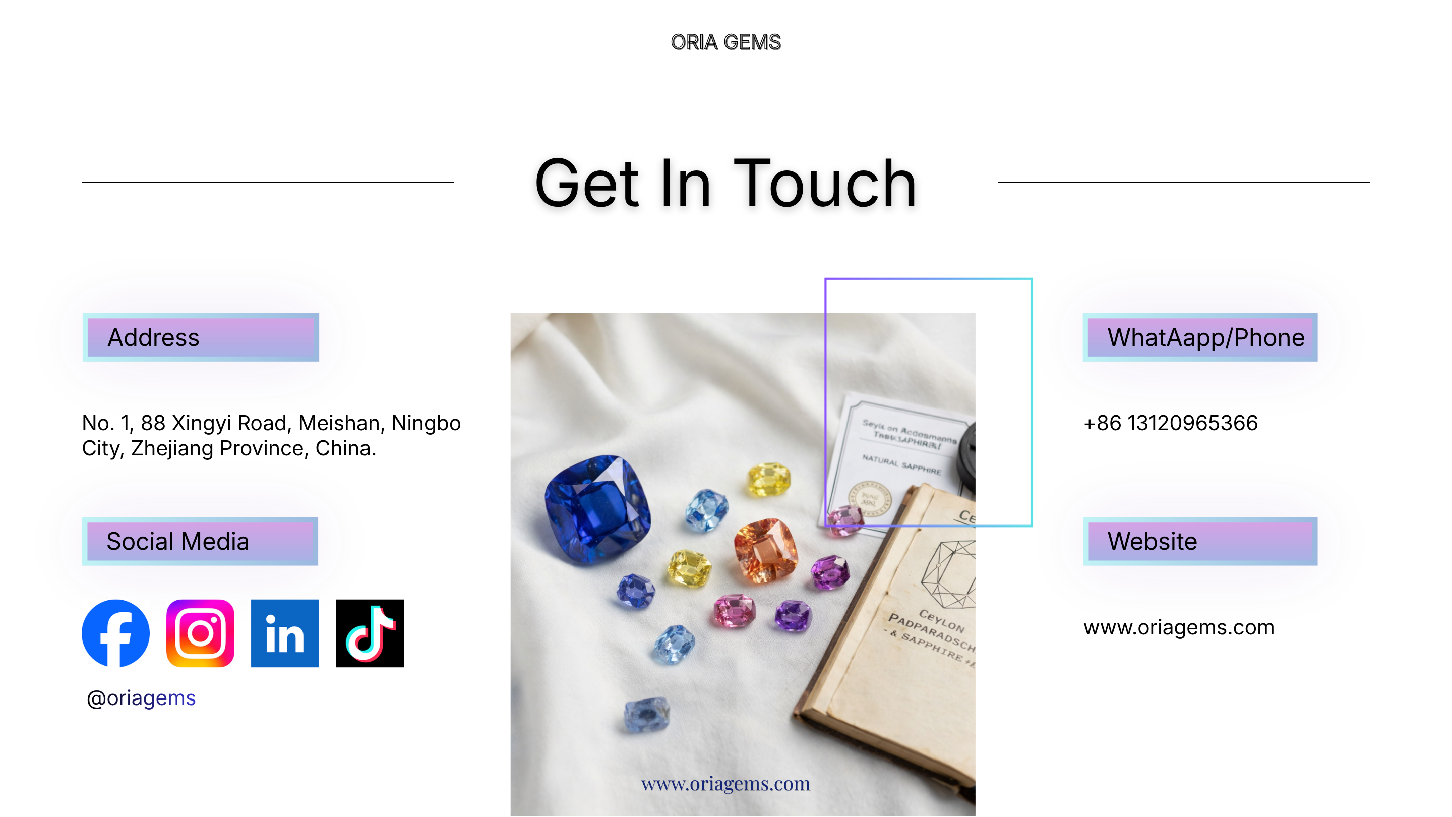 Contact Us - Oria Gems Sri Lanka | Inquiry & Customer Service