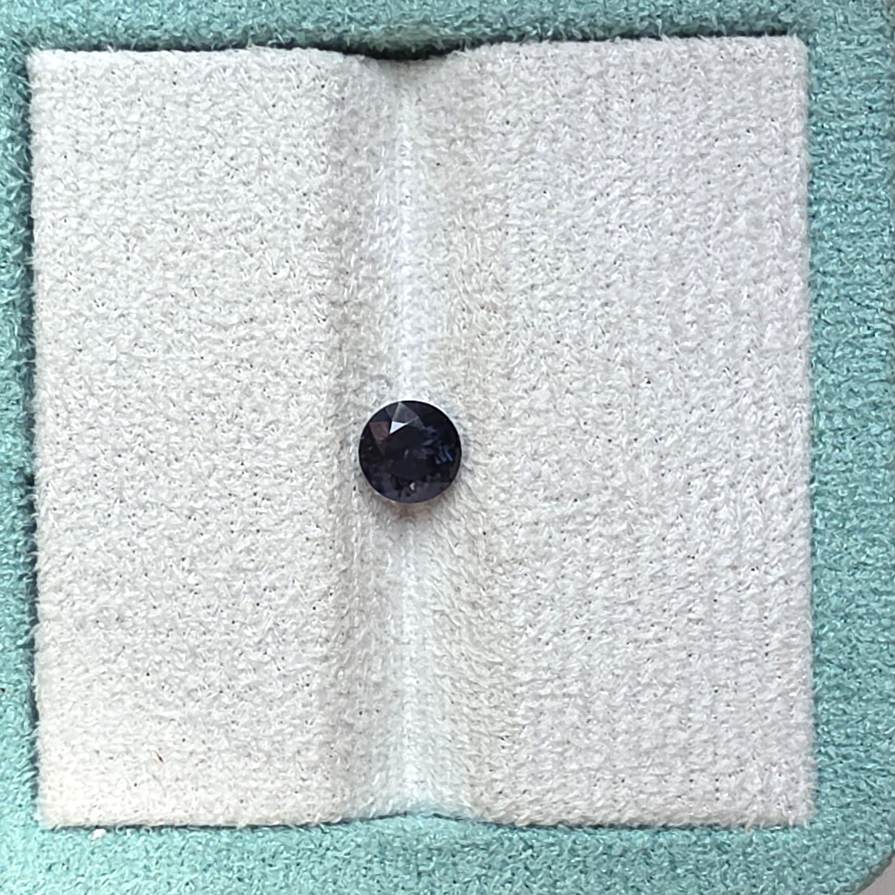 SP0007, Steel Blue Spinel, Round Cut, 1.8ct Spinel, Grayish Blue Stone, Oria Gems