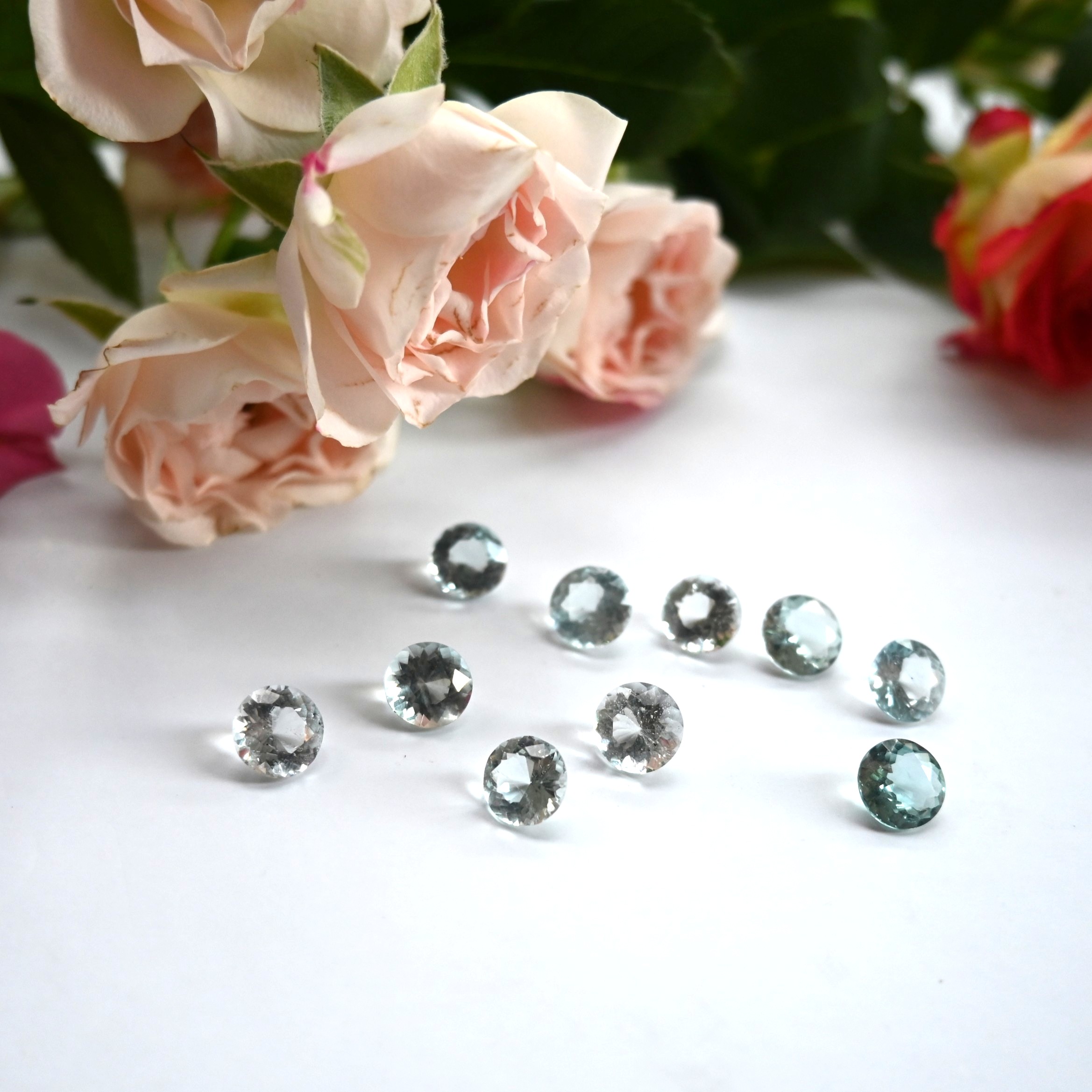 16.74 Ct Natural Untreated Aquamarine Round Lot, 8x8mm, Sri Lanka