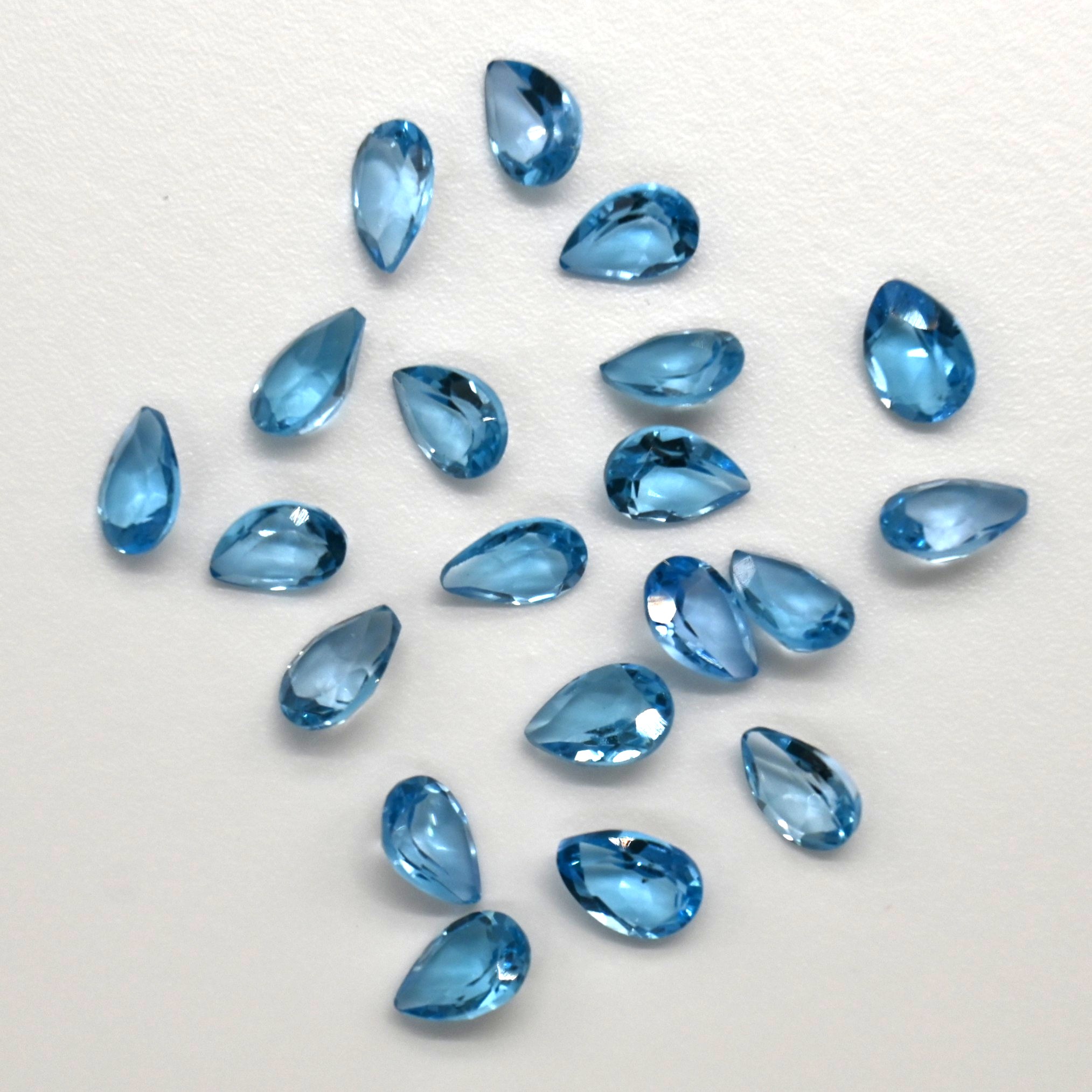 15.75 Ct Natural Blue Topaz Pear Lot, 5x7mm, 20 Pcs, Sri Lanka