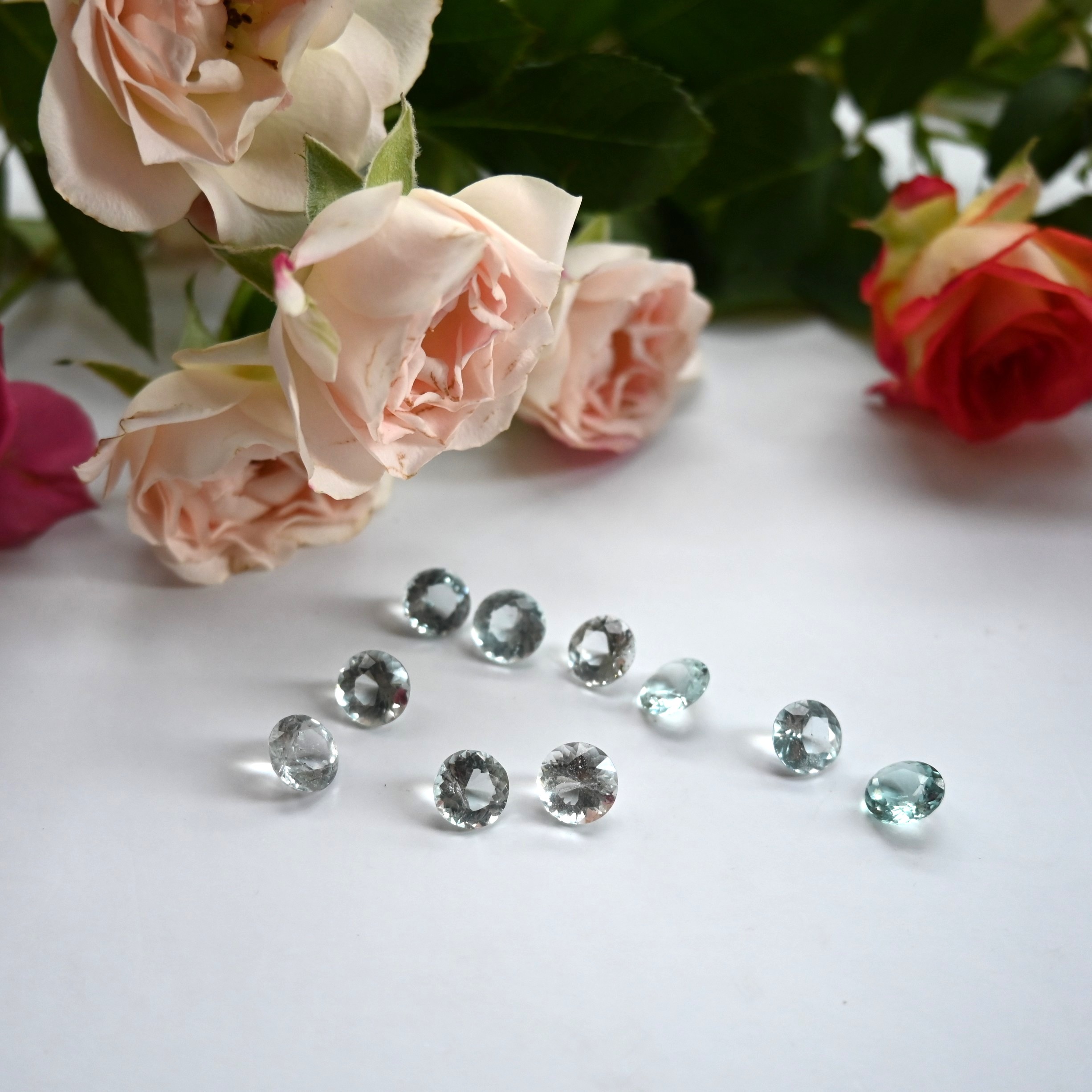 16.74 Ct Natural Untreated Aquamarine Round Lot, 8x8mm, Sri Lanka