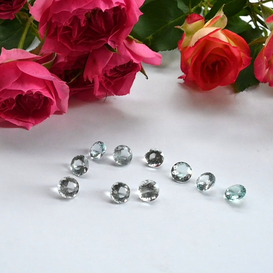 16.74 Ct Natural Untreated Aquamarine Round Lot, 8x8mm, Sri Lanka