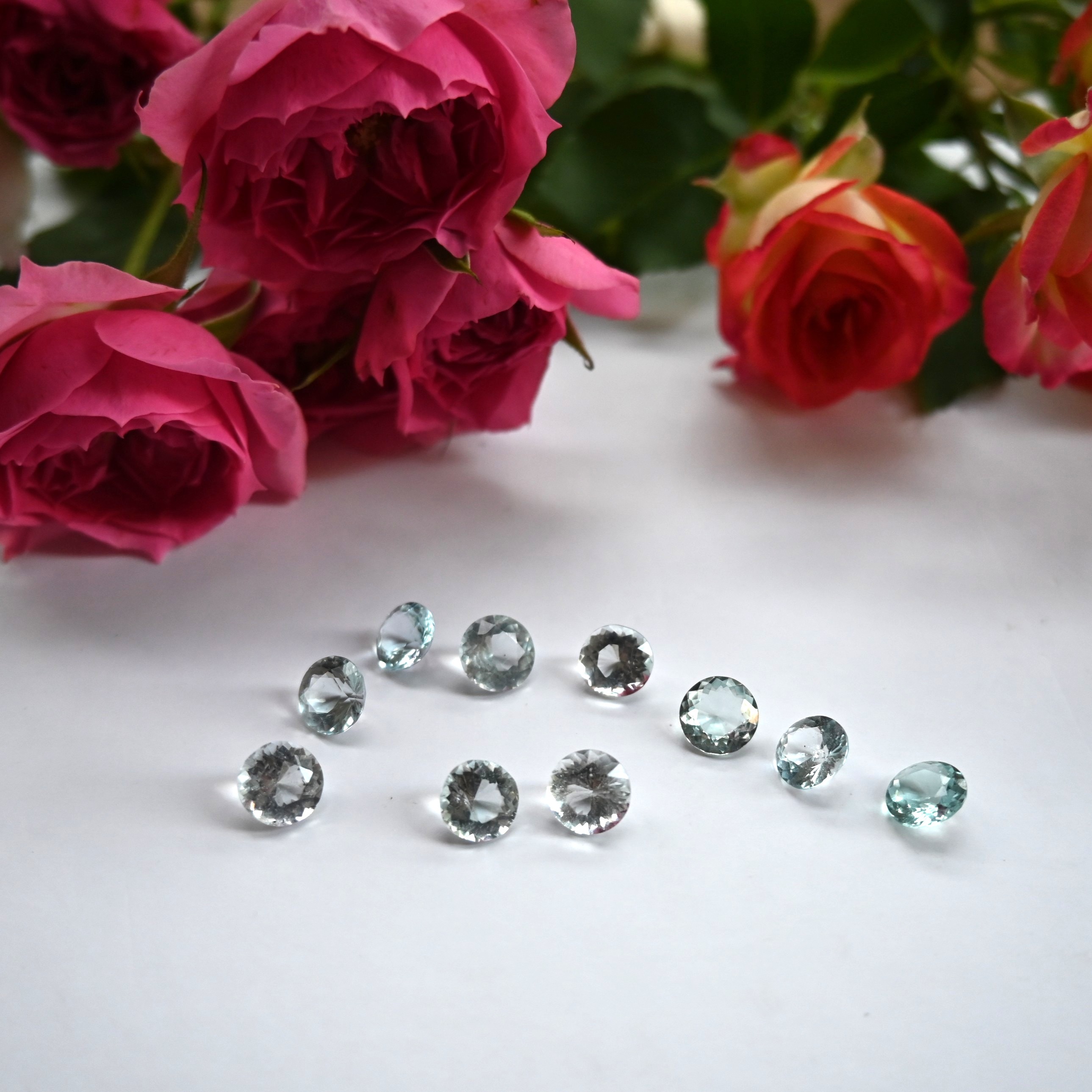 16.74 Ct Natural Untreated Aquamarine Round Lot, 8x8mm, Sri Lanka