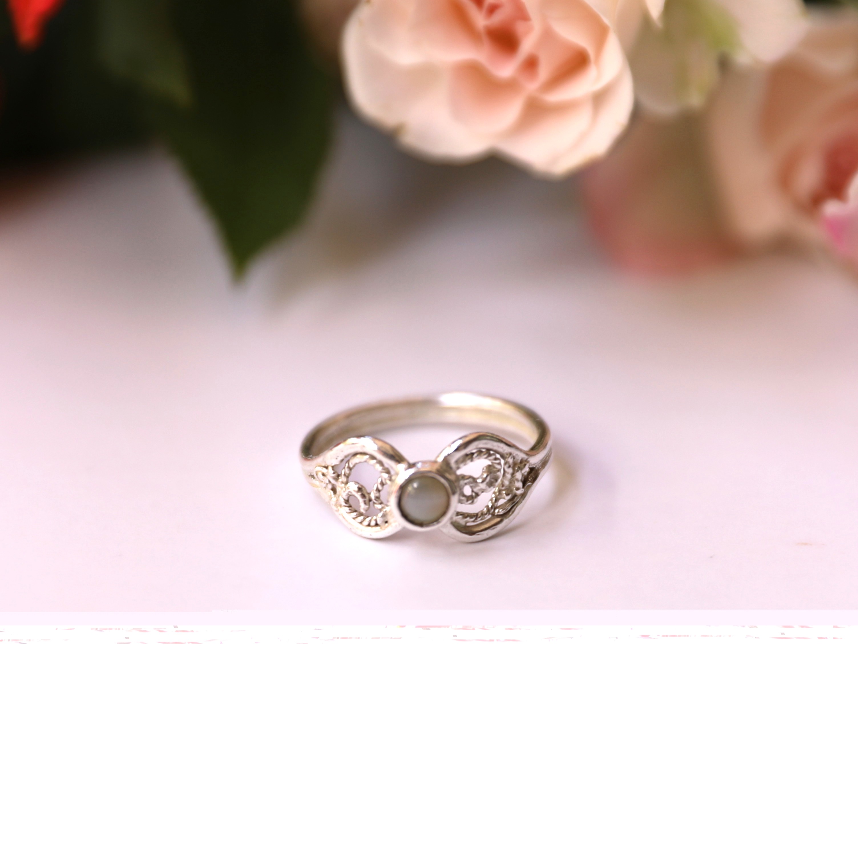 Cat's Eye Handcrafted Sapphire Silver Ring