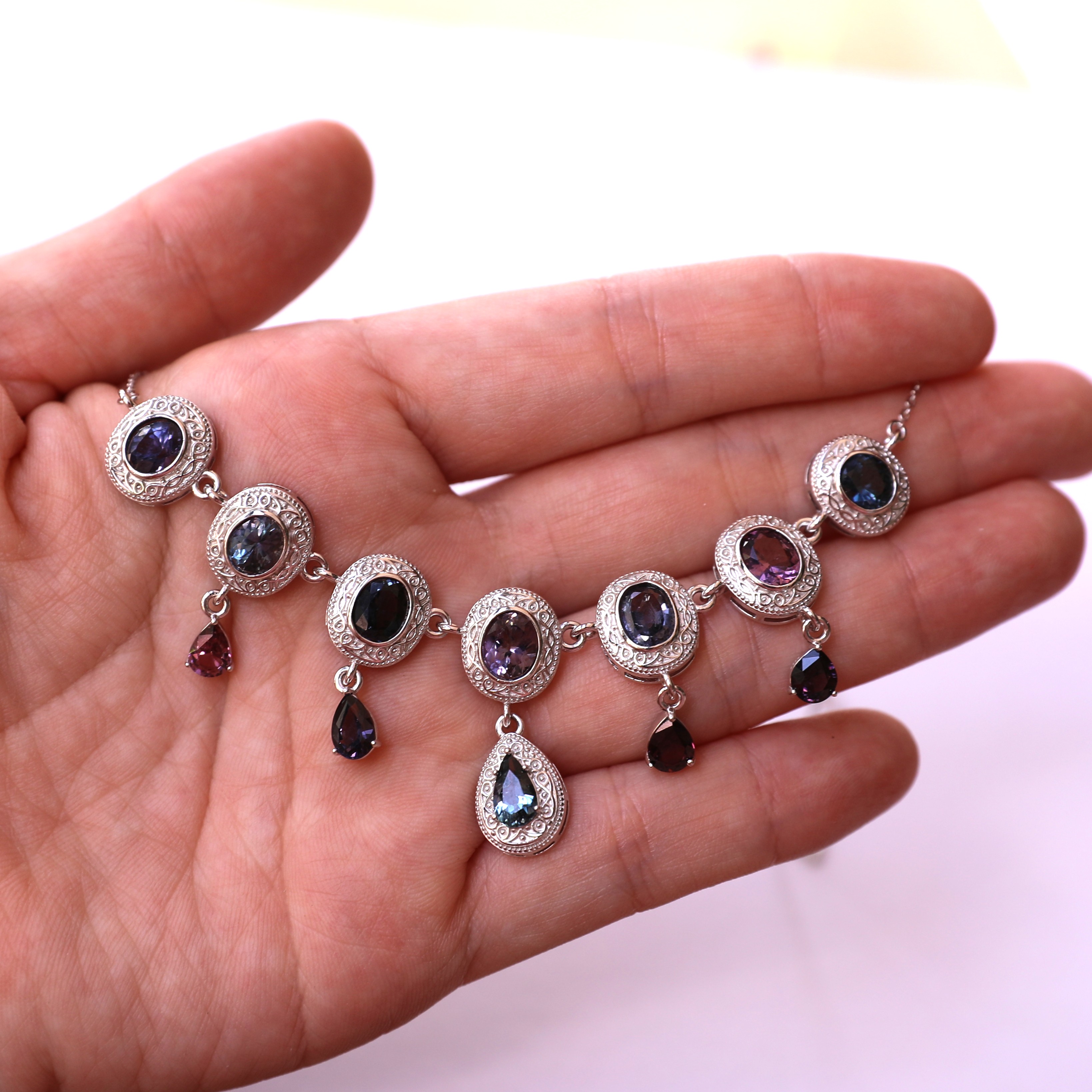 "Grape Cluster" Peridot Silver Handcrafted Necklace