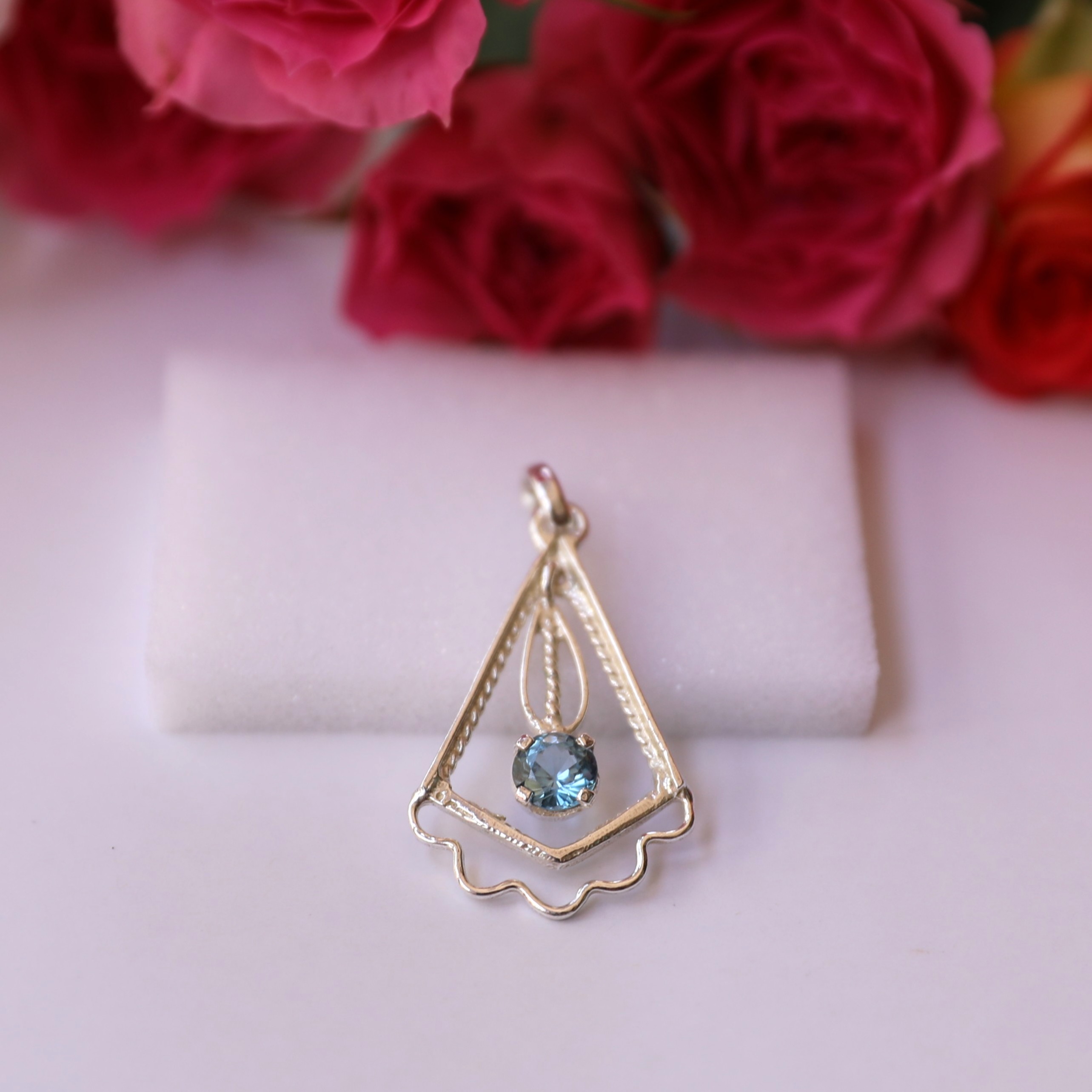 Moving Blue Topaz Artisan Silver Handcrafted Pendant