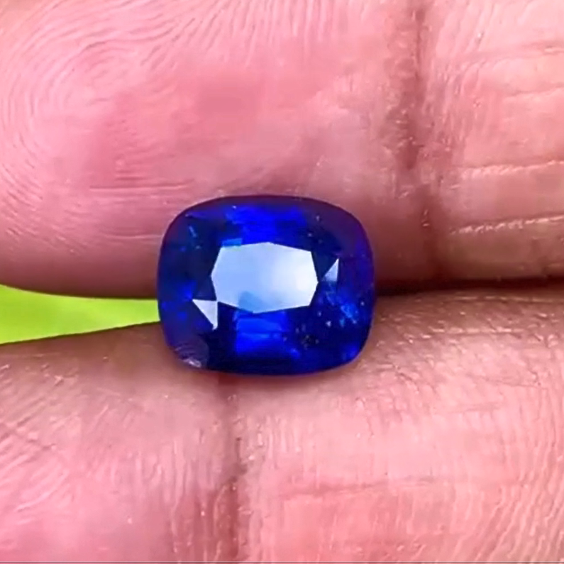 3.72 Ct Natural Peacock Blue Sapphire, Cushion, Heated, Sri Lanka